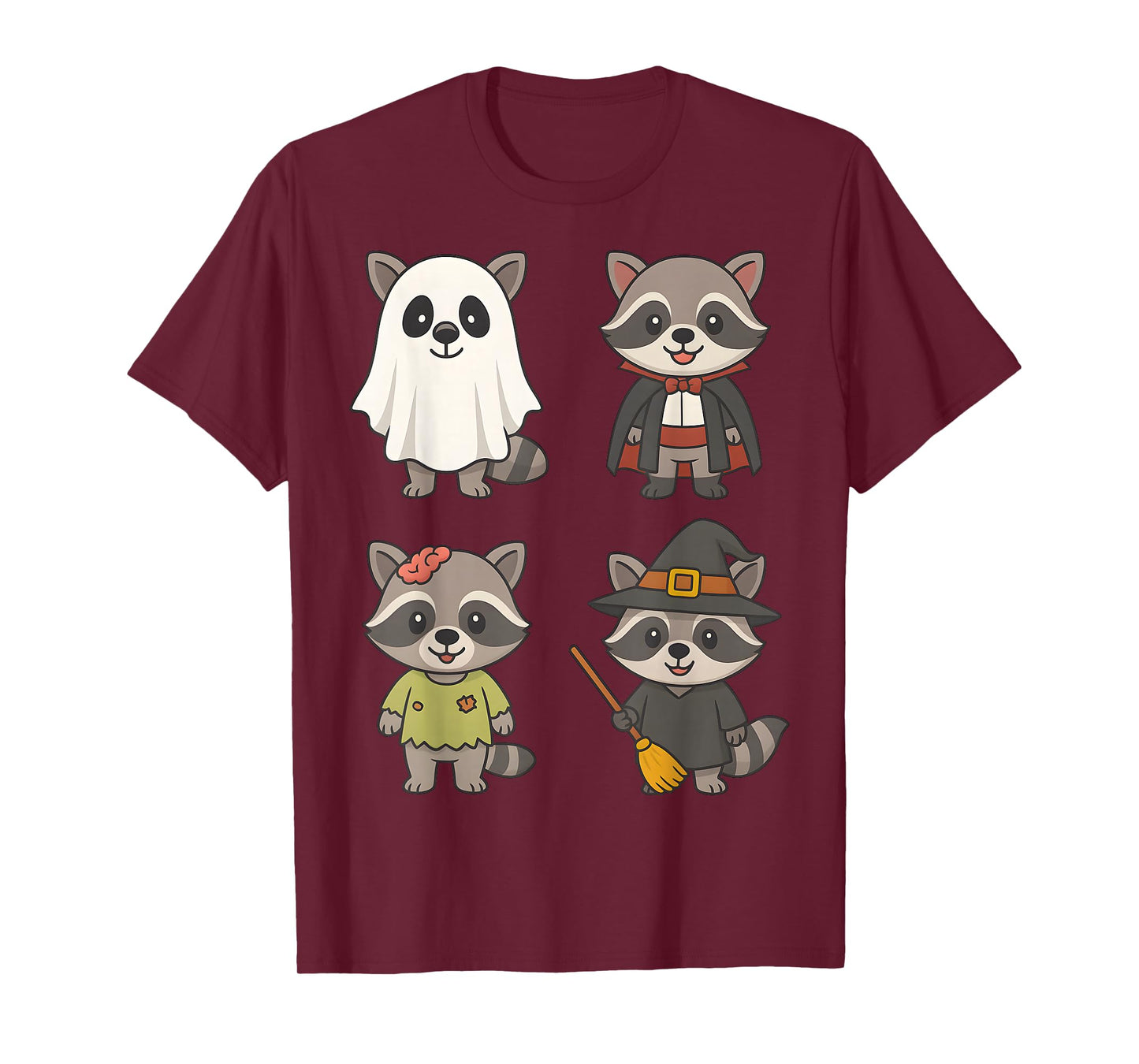 Raccoon Ghost Spooky Witch Boo Zombie Halloween Boys & Girls T-Shirt