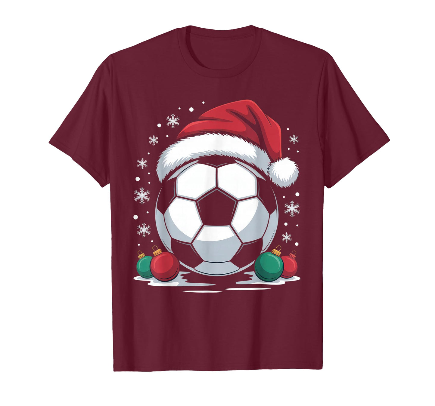 Festive Soccer Fan Joy Santa Hat Ornament Holiday Season T-Shirt