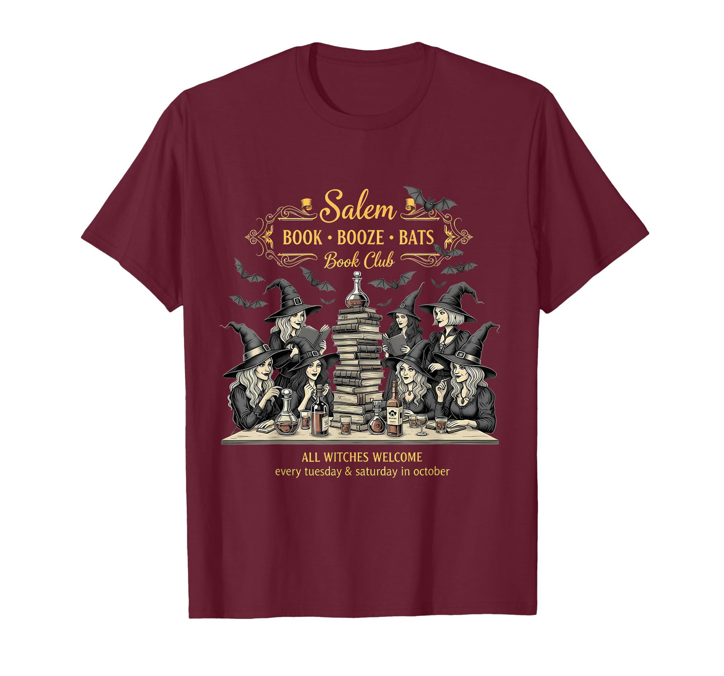 Vintage Salem Book Club Witchy Witch Spooky Season Halloween T-Shirt