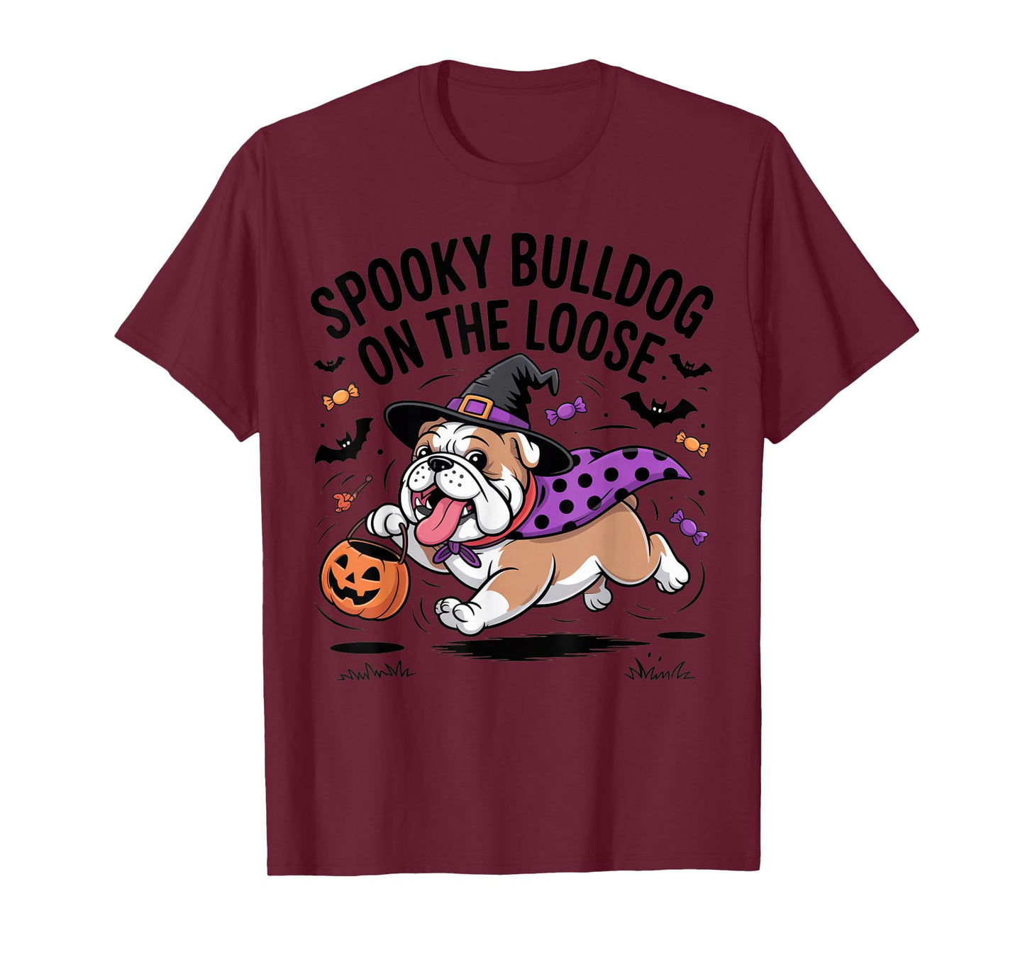 Spooky Bulldog On The Loose Funny Halloween Costume T-Shirt