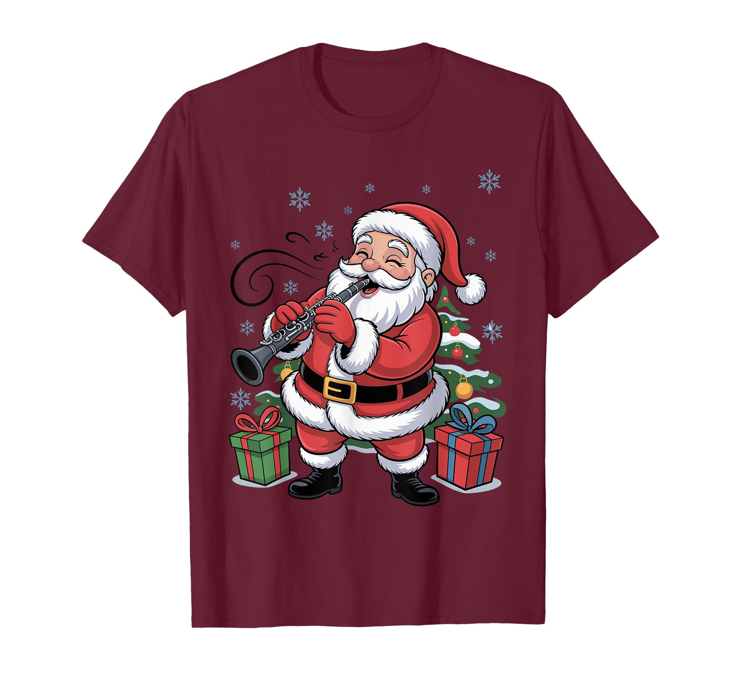 Funny Santa Playing Clarinet Holiday Chrismas Xmas Pajama T-Shirt