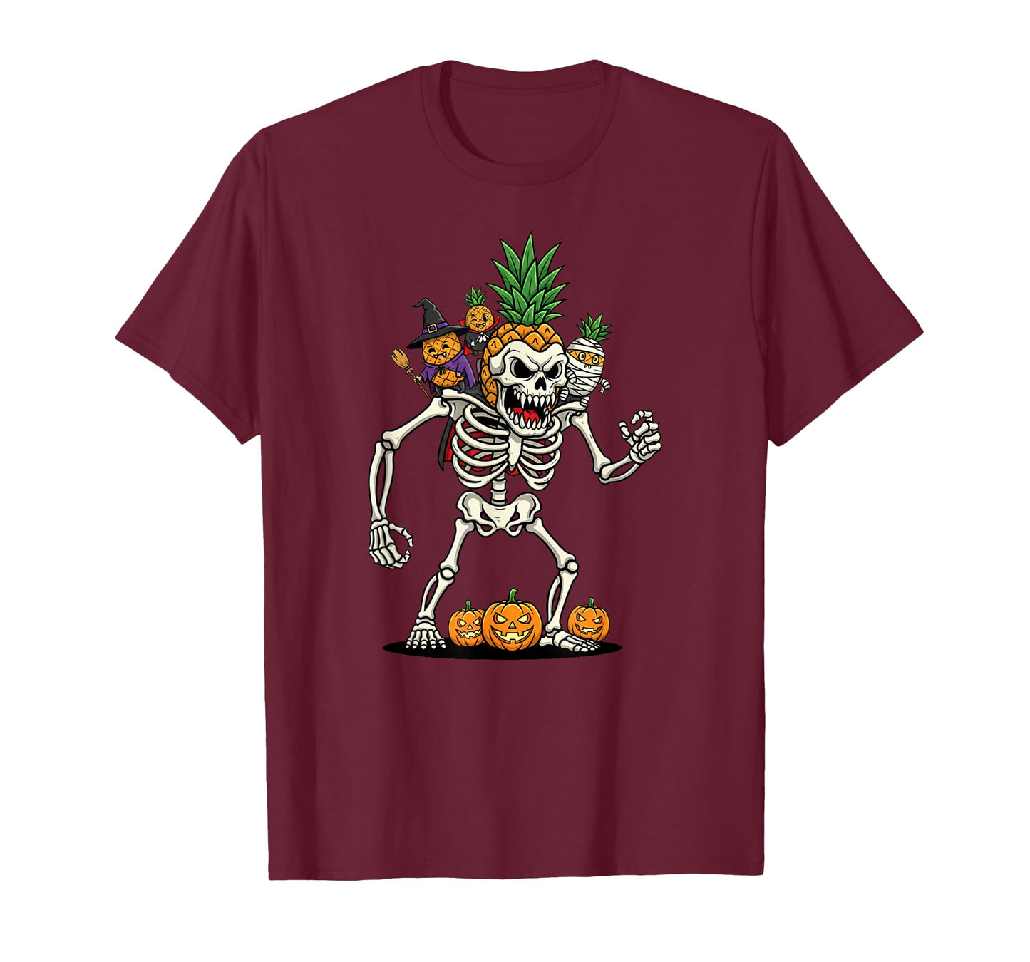 Pineapple Skeleton Mummy Witch Halloween Kids Mens Womens T-Shirt