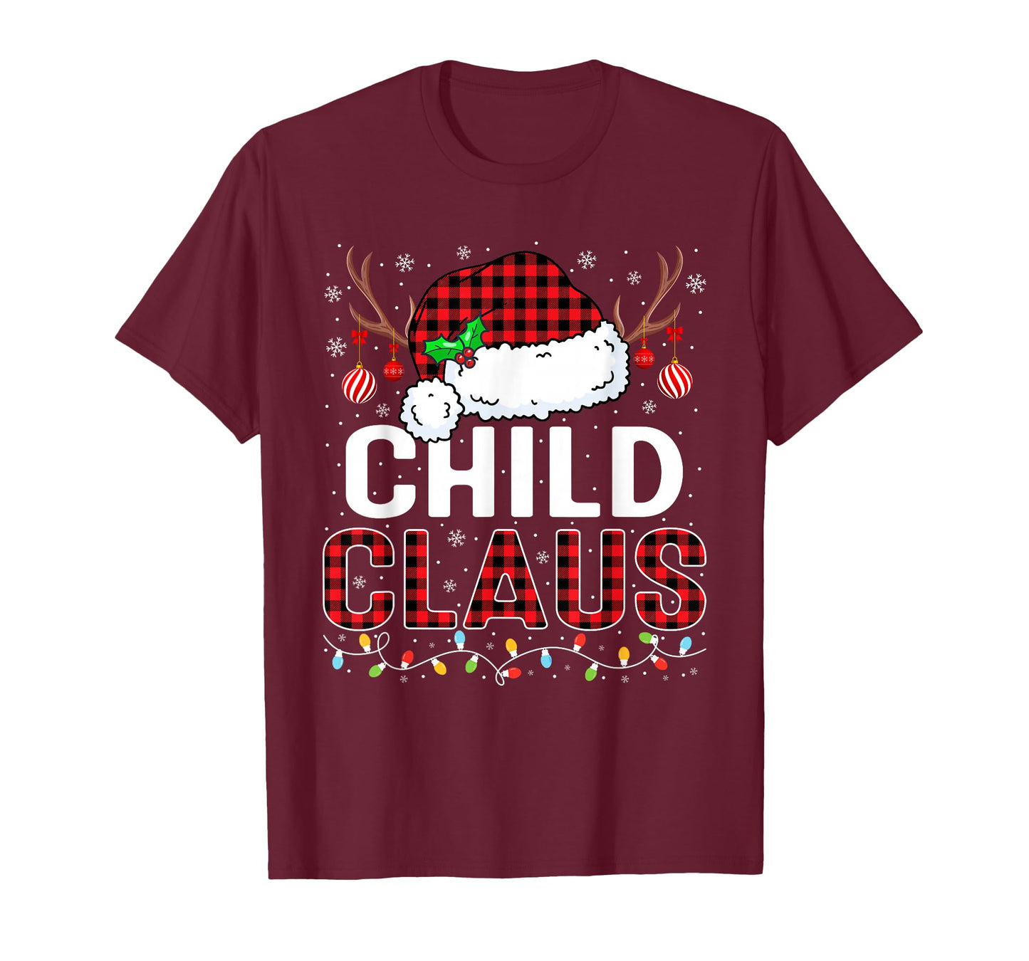 Christmas Lights Child Claus Family Matching Xmas Pajama T-Shirt