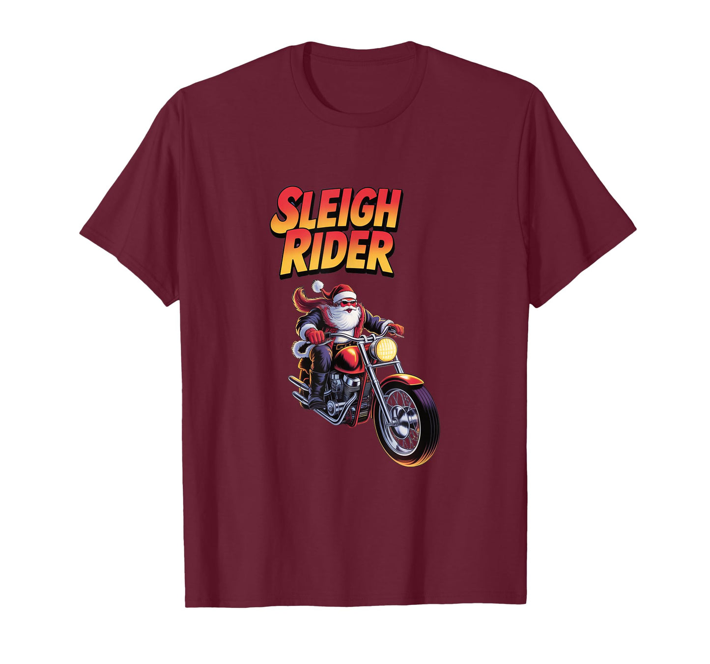 Sleigh Rider Santa Claus Motorcycle Funny Holiday Biker T-Shirt