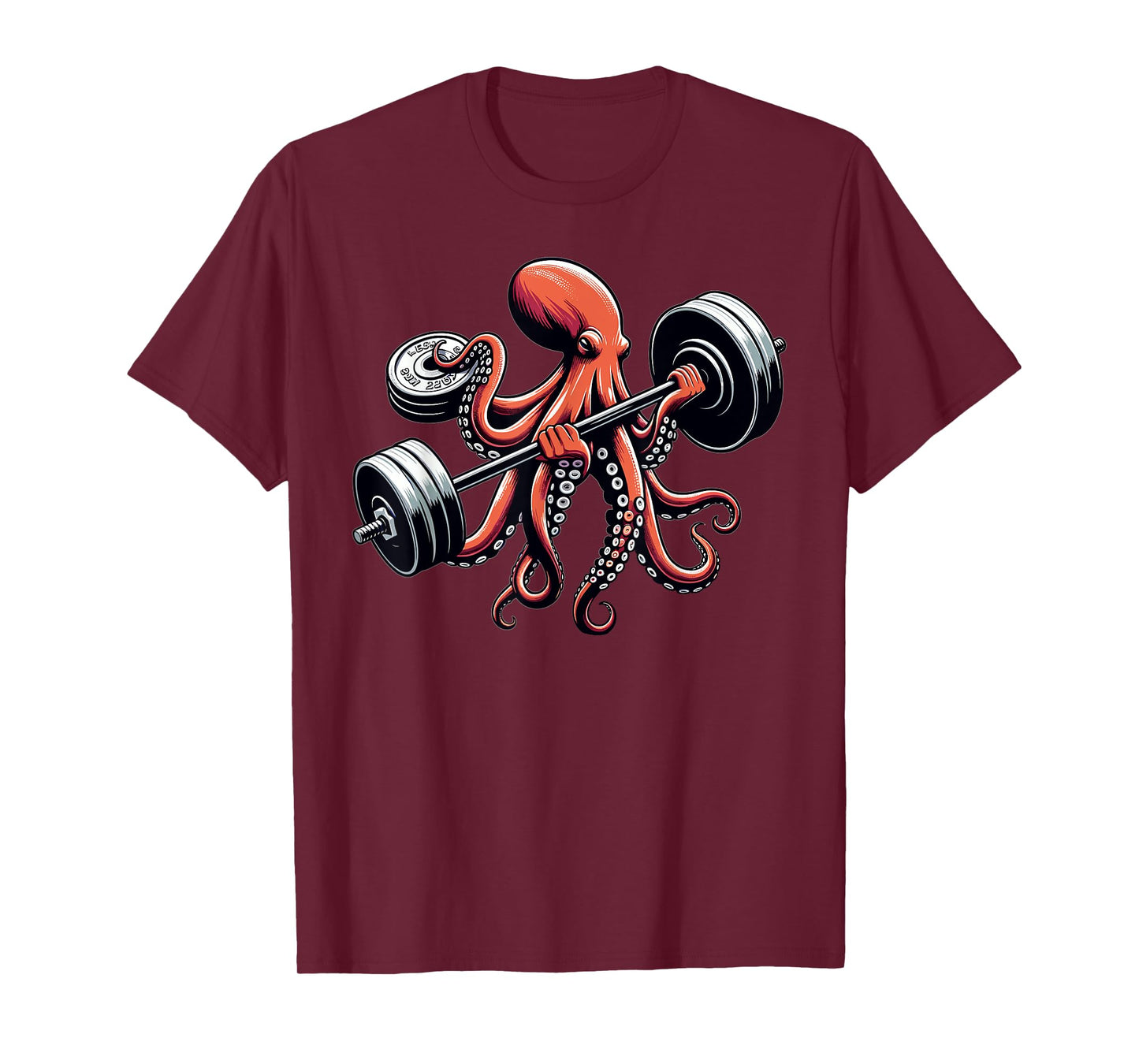 Octopus Weight Lifting Barbell Fitness Gym Workout T-Shirt