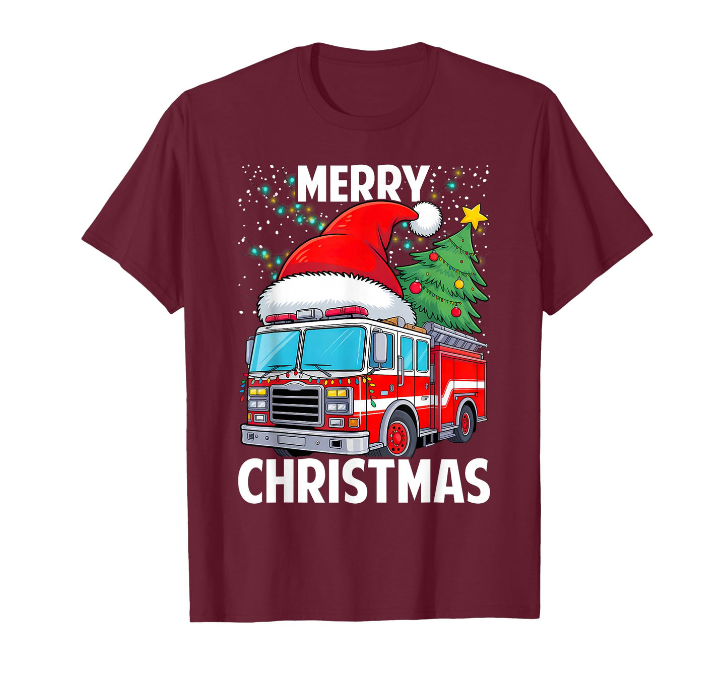 Firetruck Santa Sleigh Fireman Christmas Firefighter T-Shirt