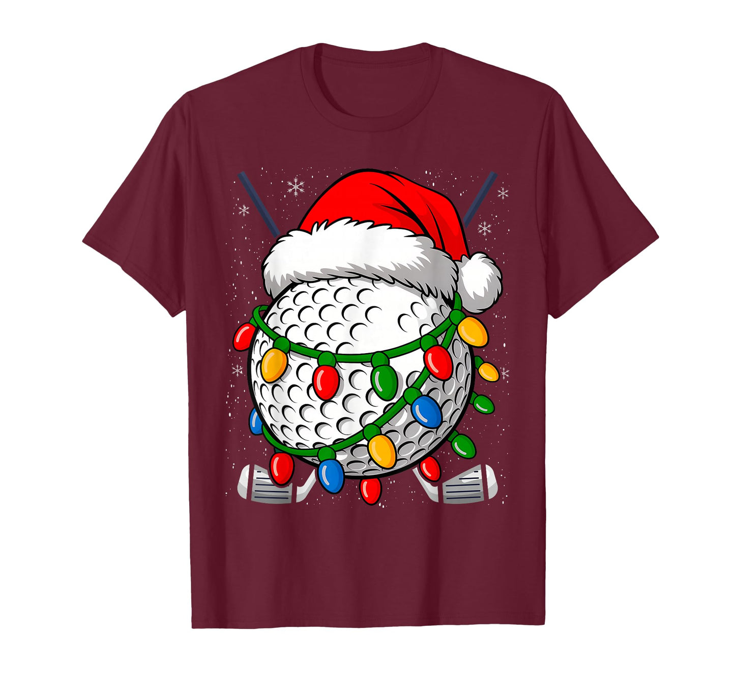 Golf Ball Christmas Santa Hat Funny Xmas Golfer Pajama T-Shirt