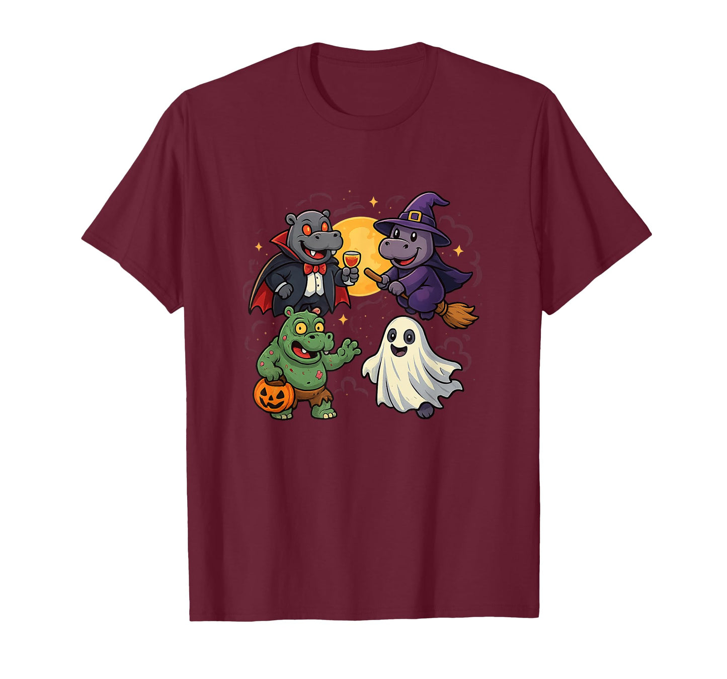 Hippo Ghost Witch Zombie Halloween Costume Kids Boys Girls T-Shirt