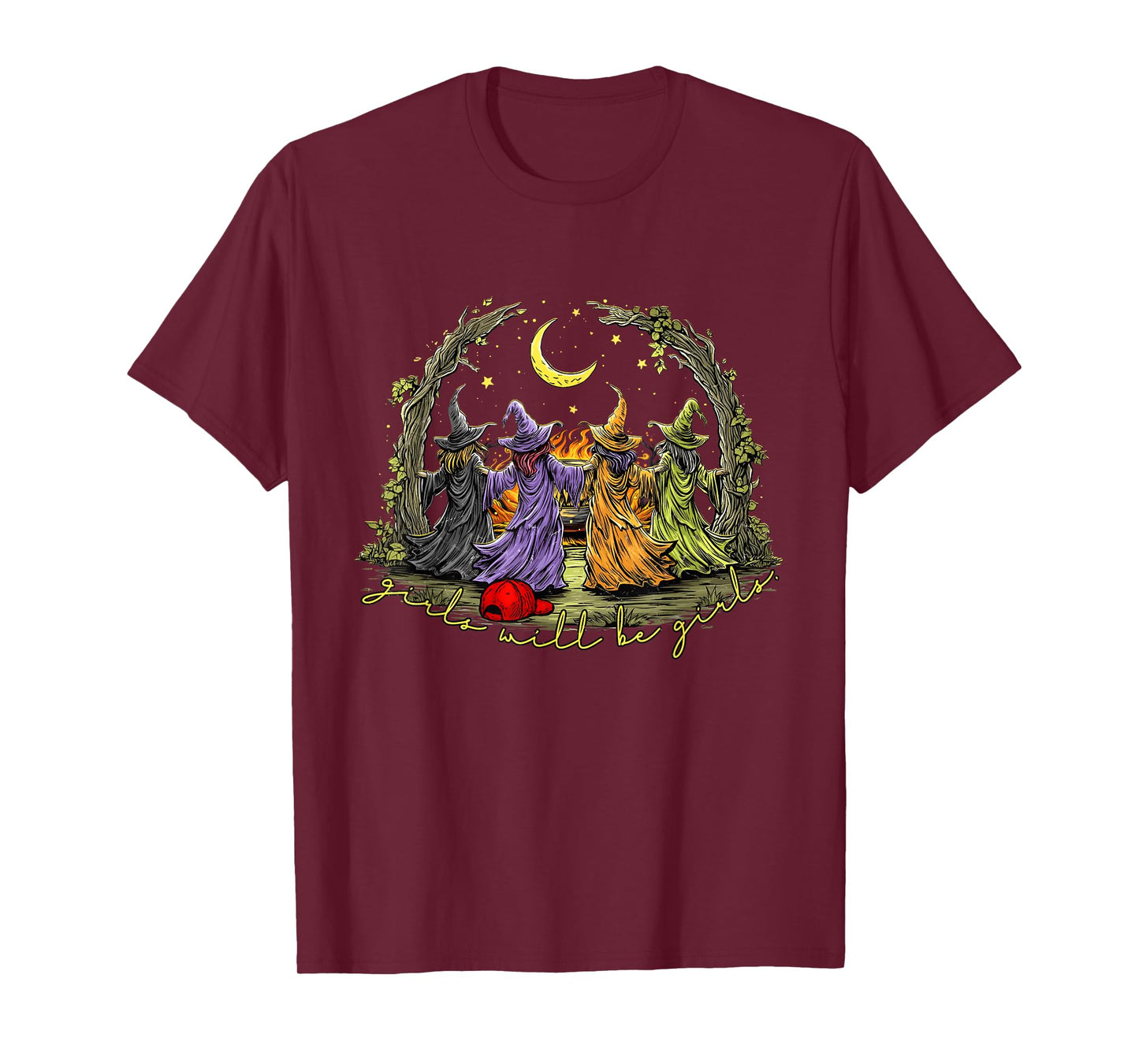 Girl Will Be Girls Anti Trump Women Feminist Halloween Witch T-Shirt