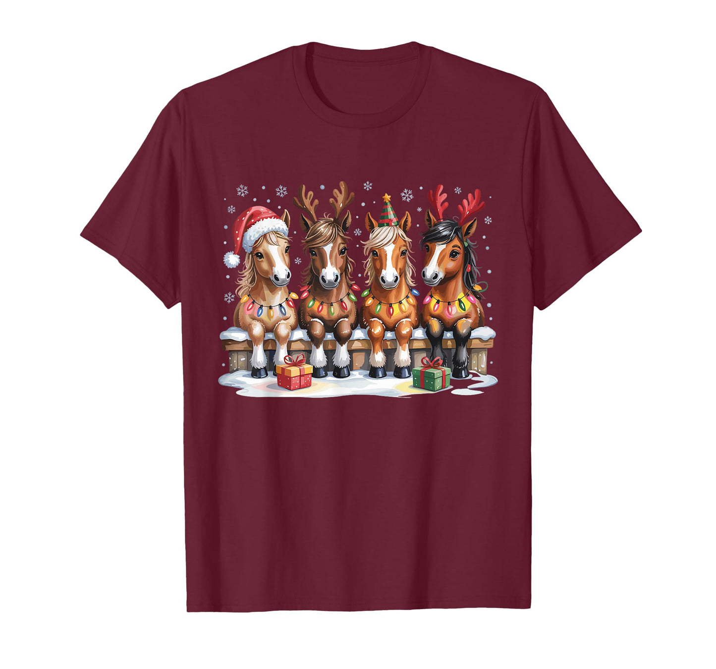 Cute Horse Christmas Farm Animal Funny Holiday Pajamas T-Shirt