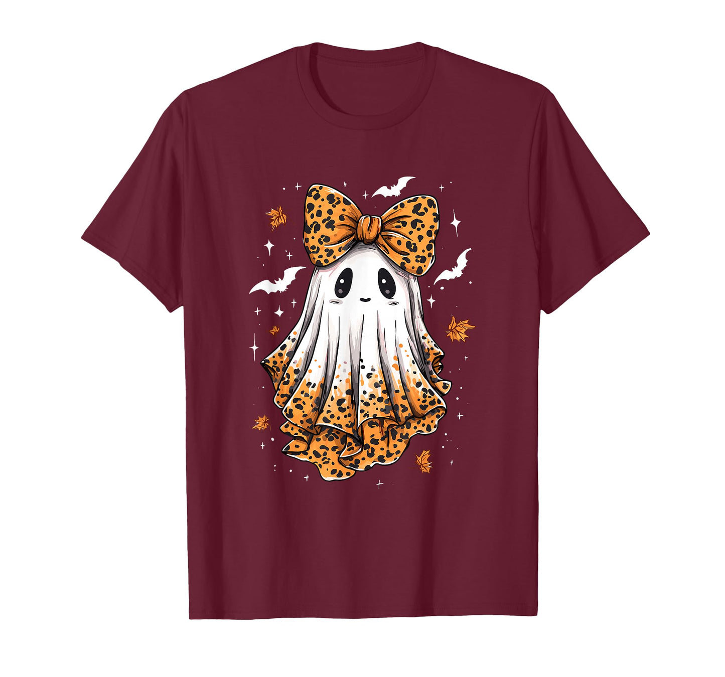 Coquette Leopard Ghost Halloween Boujee Ghost Autumn Fall T-Shirt
