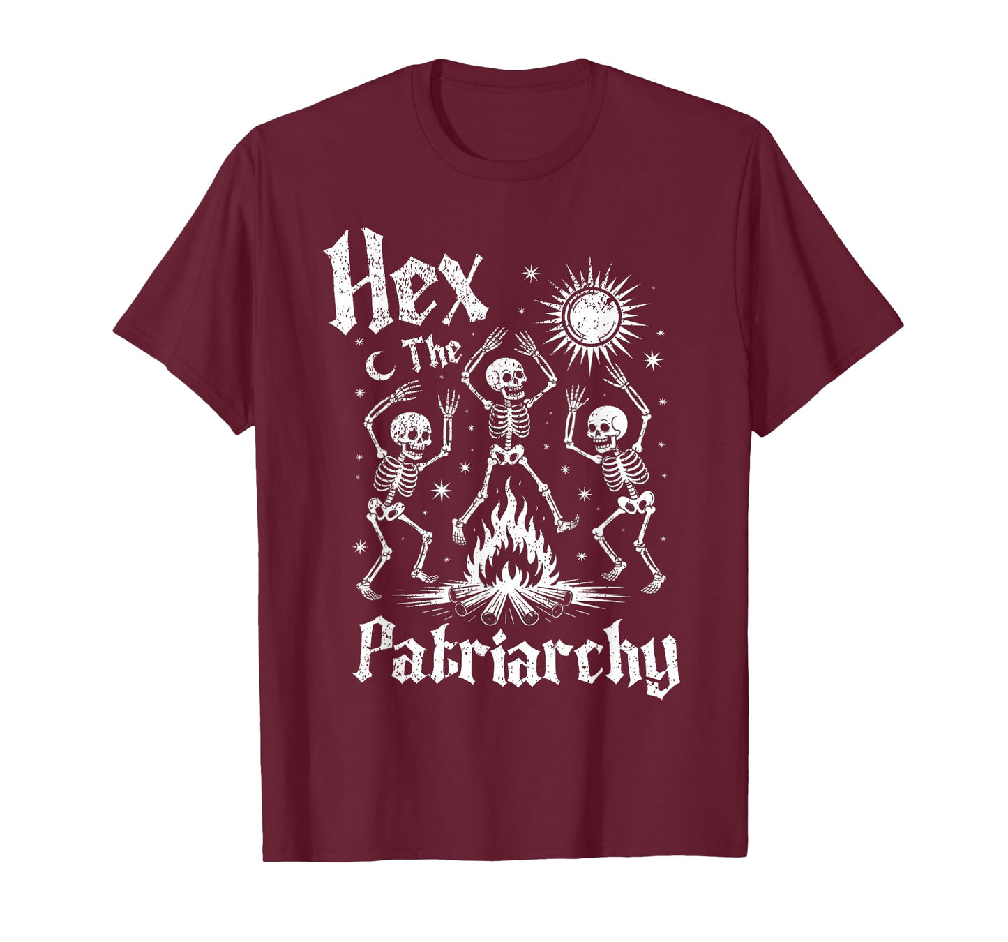 Hex The Patriarchy Halloween Skeleton Occult Feminist Witch T-Shirt