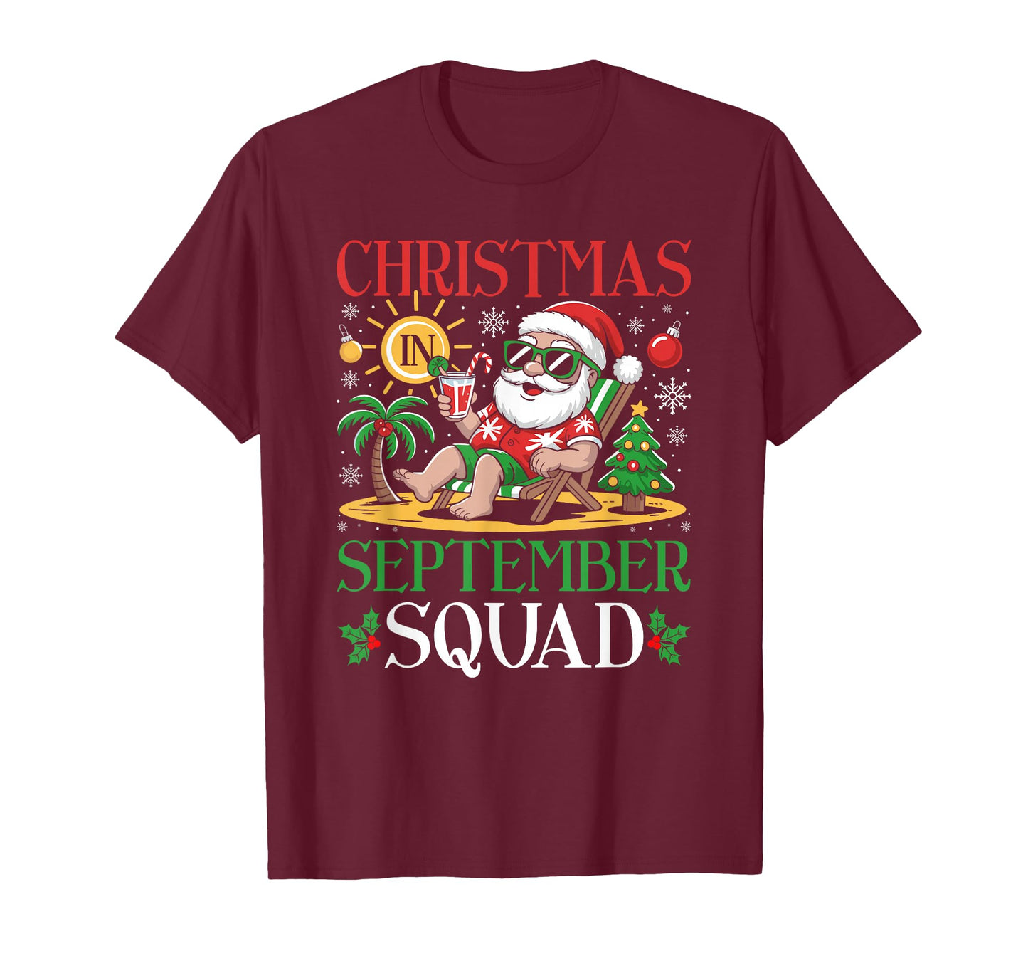 Christmas in September Squad Hawaiian Tropical Santa T-Shirt