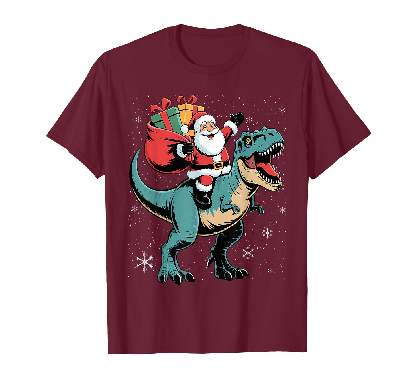 Santa Rid Dinosaur Xmas Funny Christmas Boys Kids Men T-Shirt