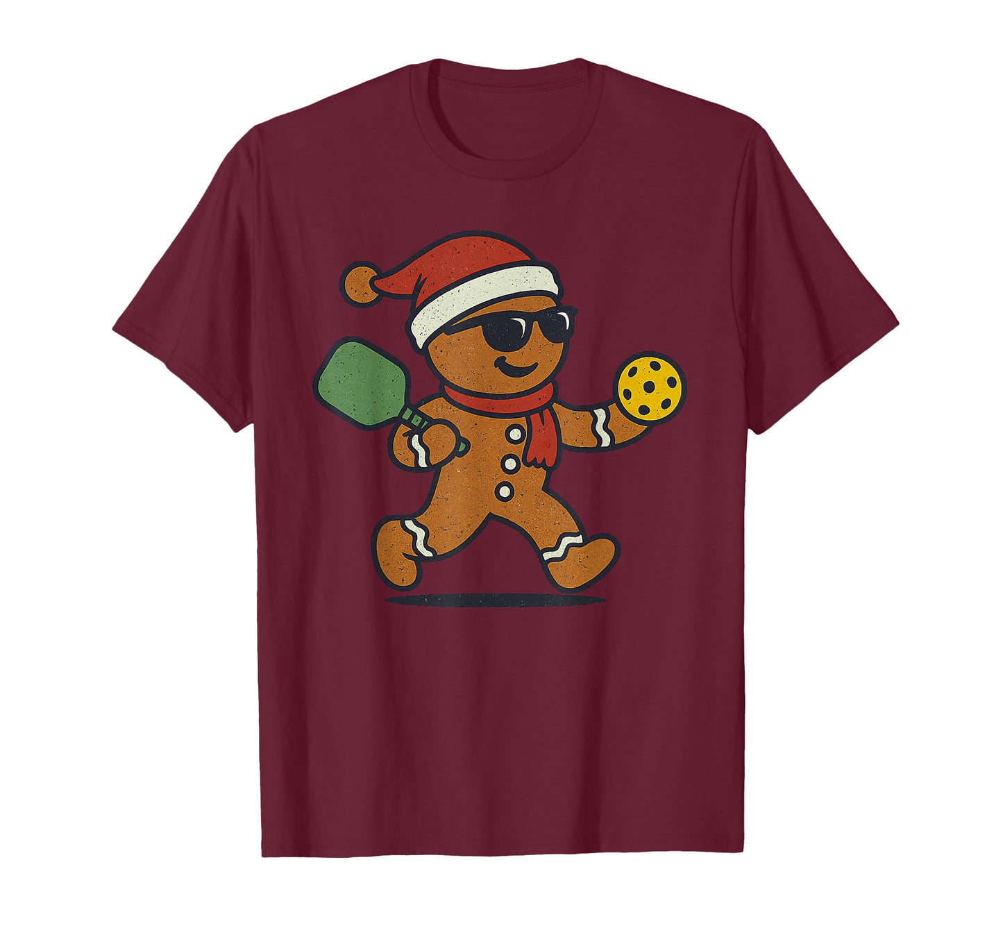 Gingerbread Playing Pickleball Christmas Vintage Funny Xmas T-Shirt