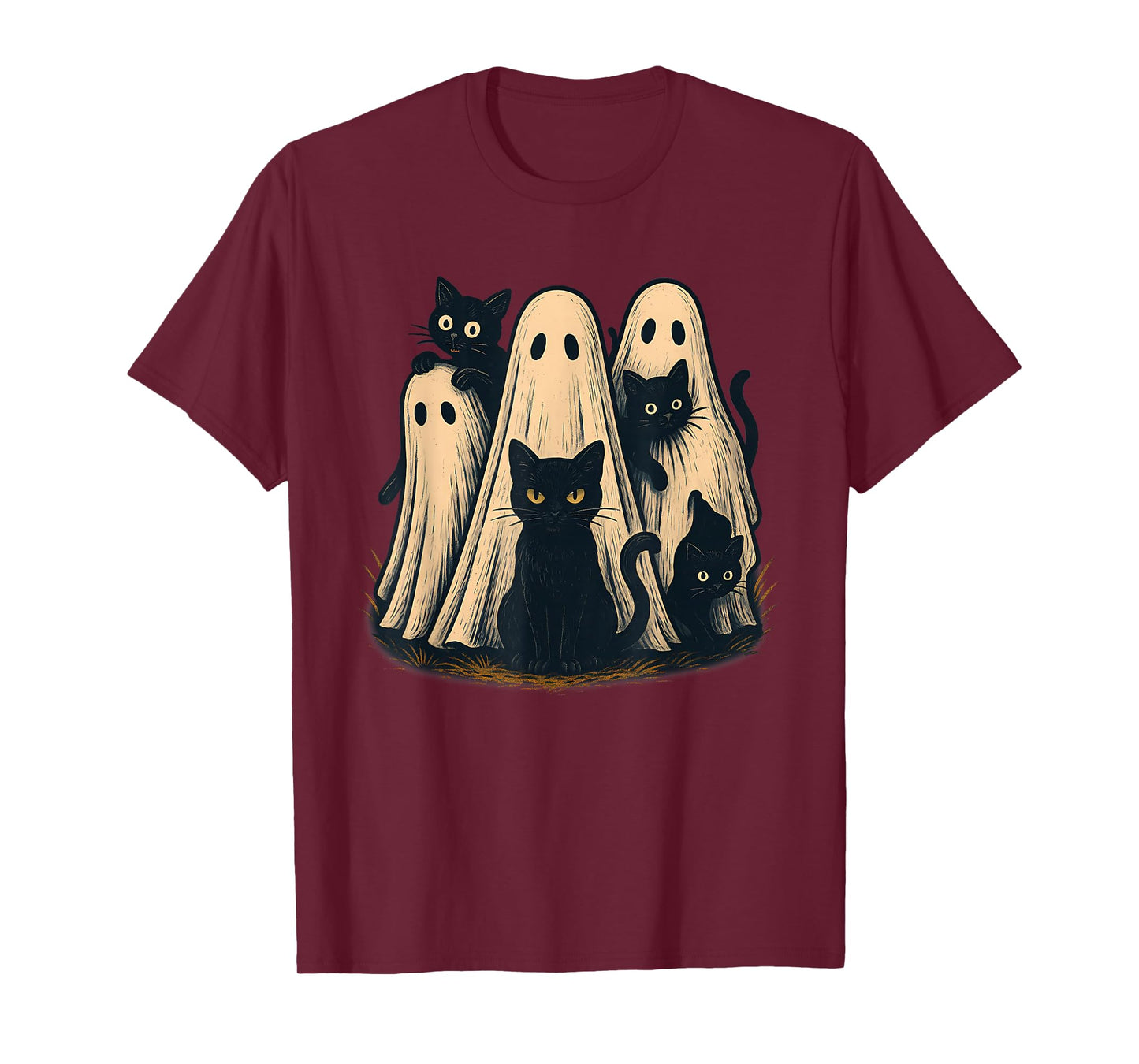 Ghosts Holding Black Cats Halloween Ghost Cat Lovers T-Shirt