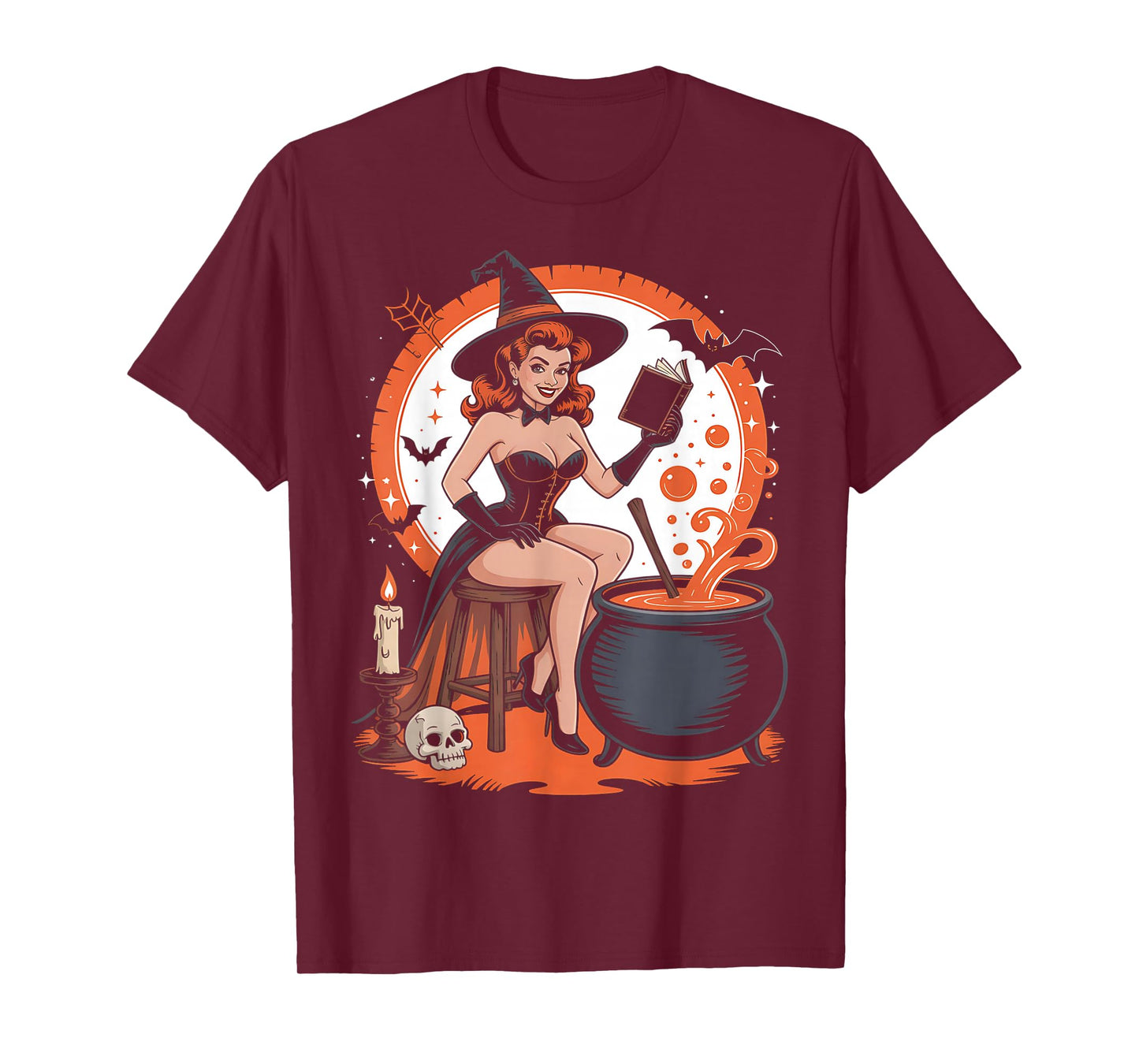 Halloween Witch Pin Up Vintage Halloween Retro T-Shirt