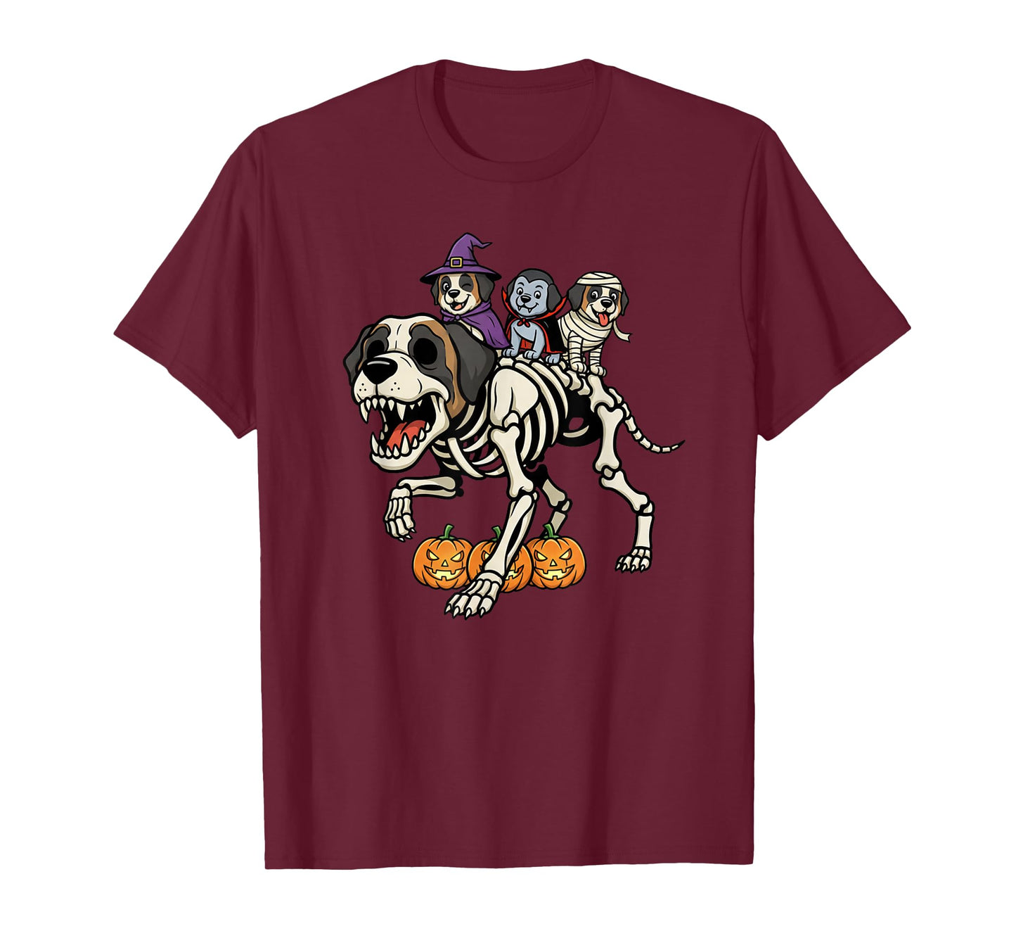 Saint Bernard Skeleton Mummy Witch Halloween Kid Mens Womens T-Shirt