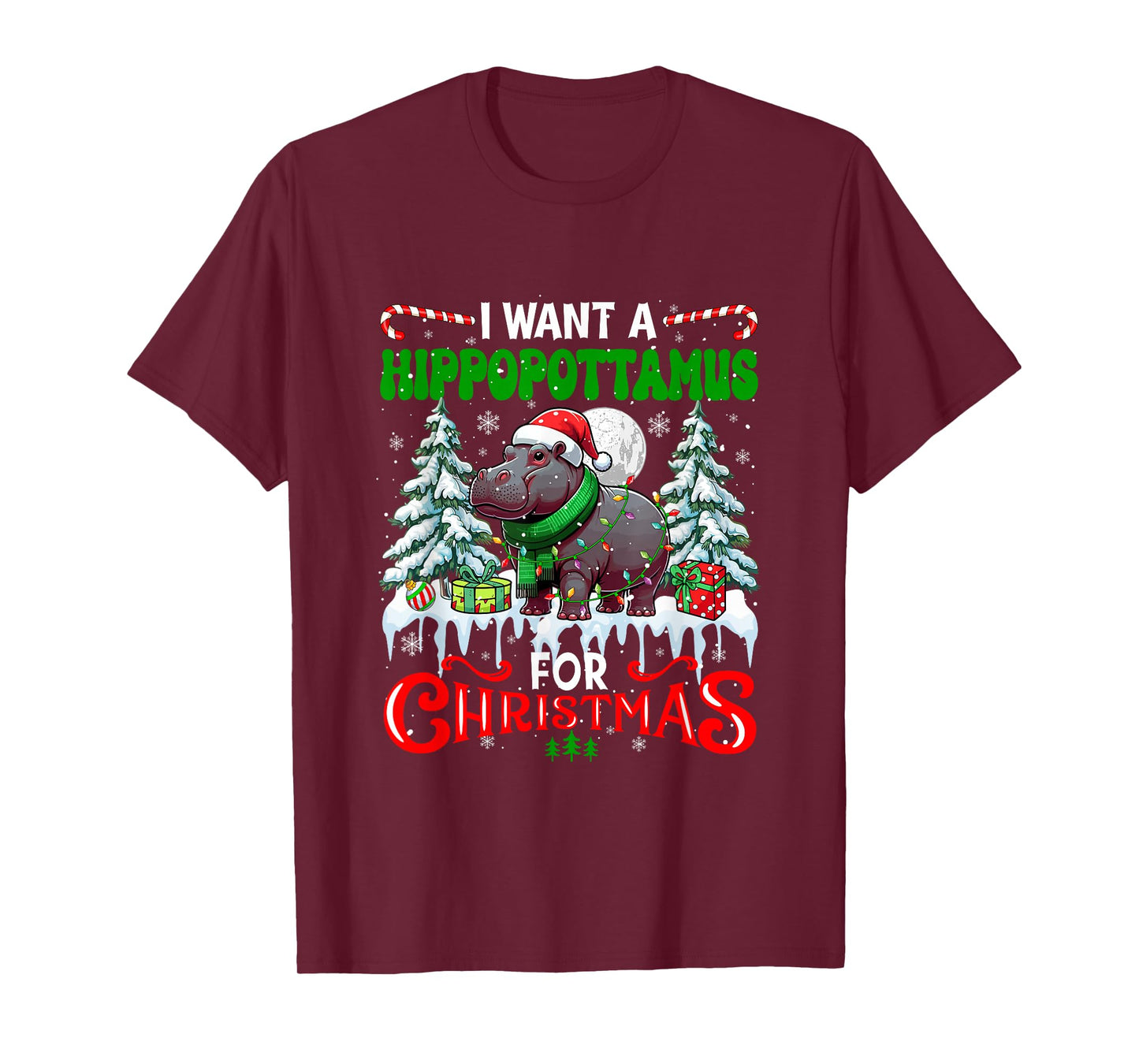 A Hippopotamus for Xmas Cute Santa Hippo Zoo Animal Lover T-Shirt