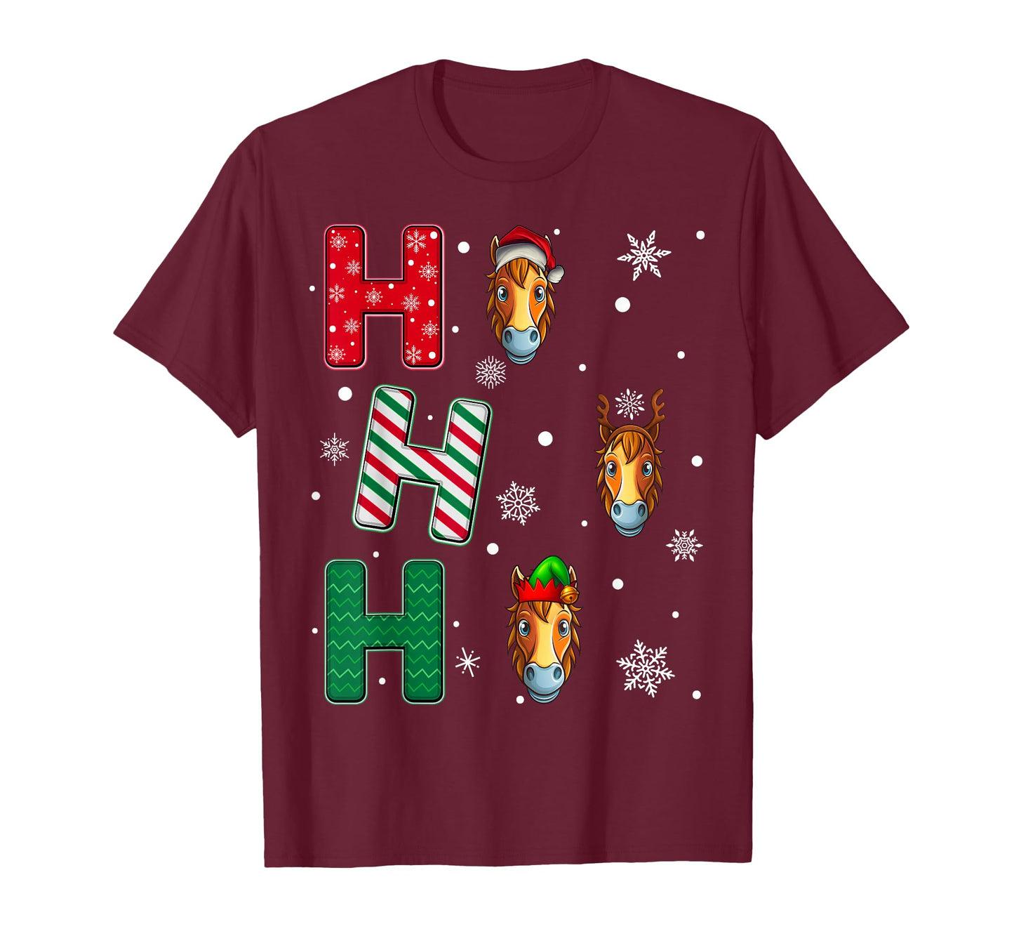 Ho Ho Ho Horse Animal Christmas Santa Elf Xmas T-Shirt