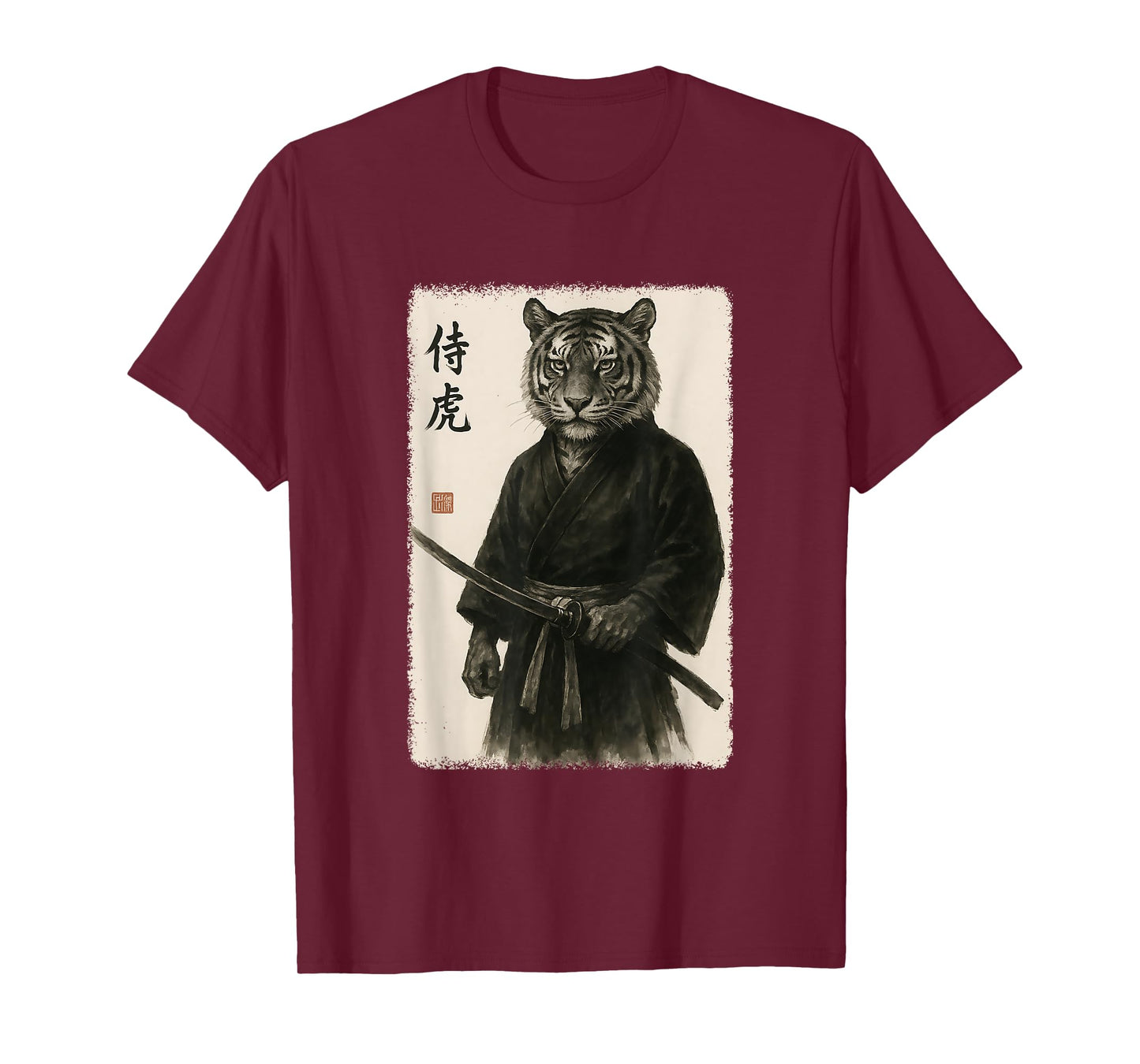 Samurai Tiger Funny Vintage Japanese Graphic Art T-Shirt
