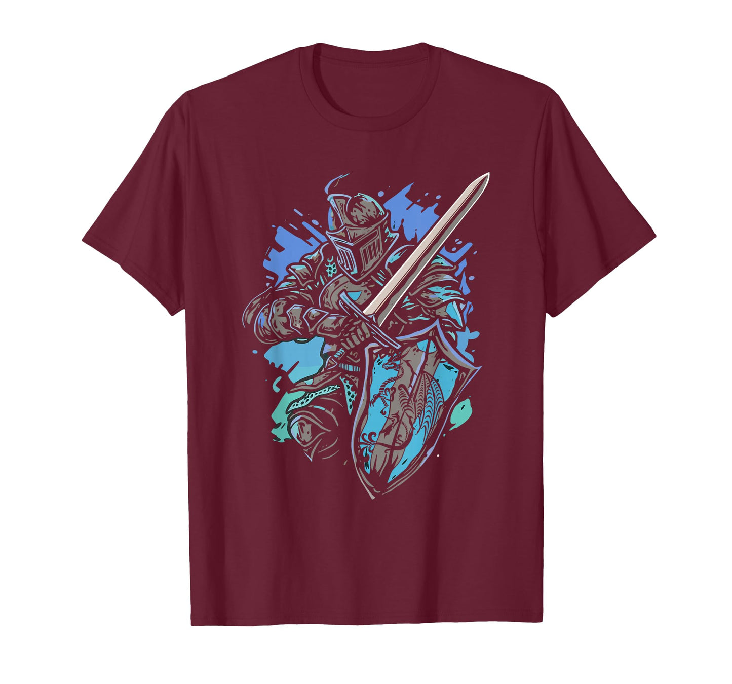 Medieval Knight Armor Sword Shield Vintage Men Boys Graphic T-Shirt