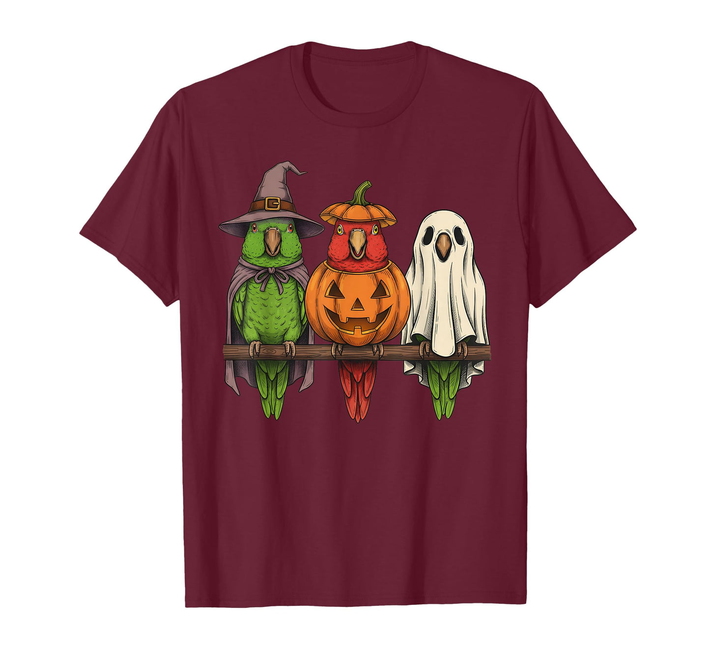 Spooky Ghost Eclectus Parrot Lover Pumpkin Halloween T-Shirt
