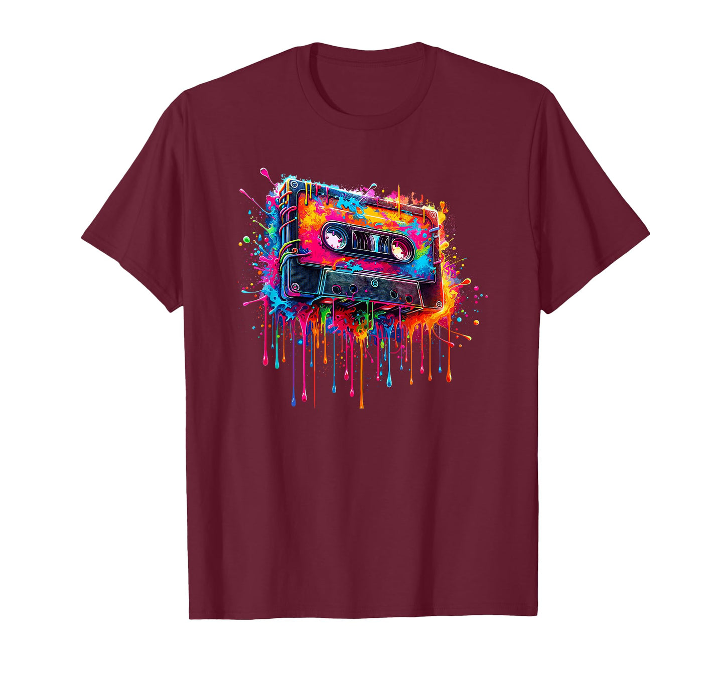 Dripping Paint Art Cassette Player Music Tape Recorder T-Shirt