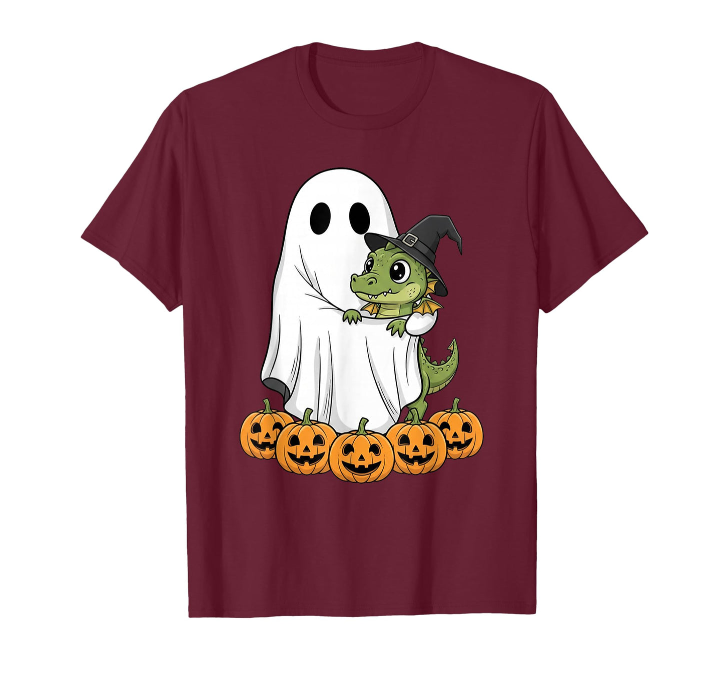 Funny Ghost Dragon Pumpkin Halloween Kids Mens Womens T-Shirt