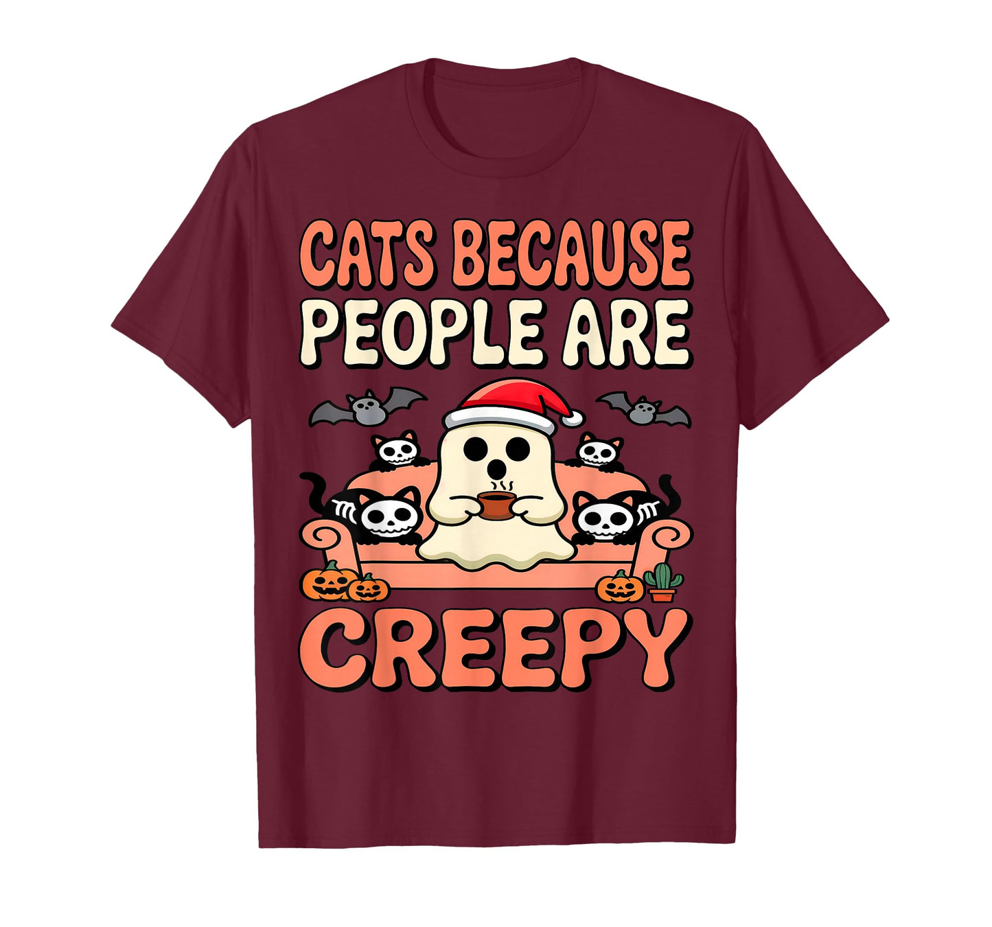Cats Because People are Creepy Halloween Cute Cat Pet Parent T-Shirt
