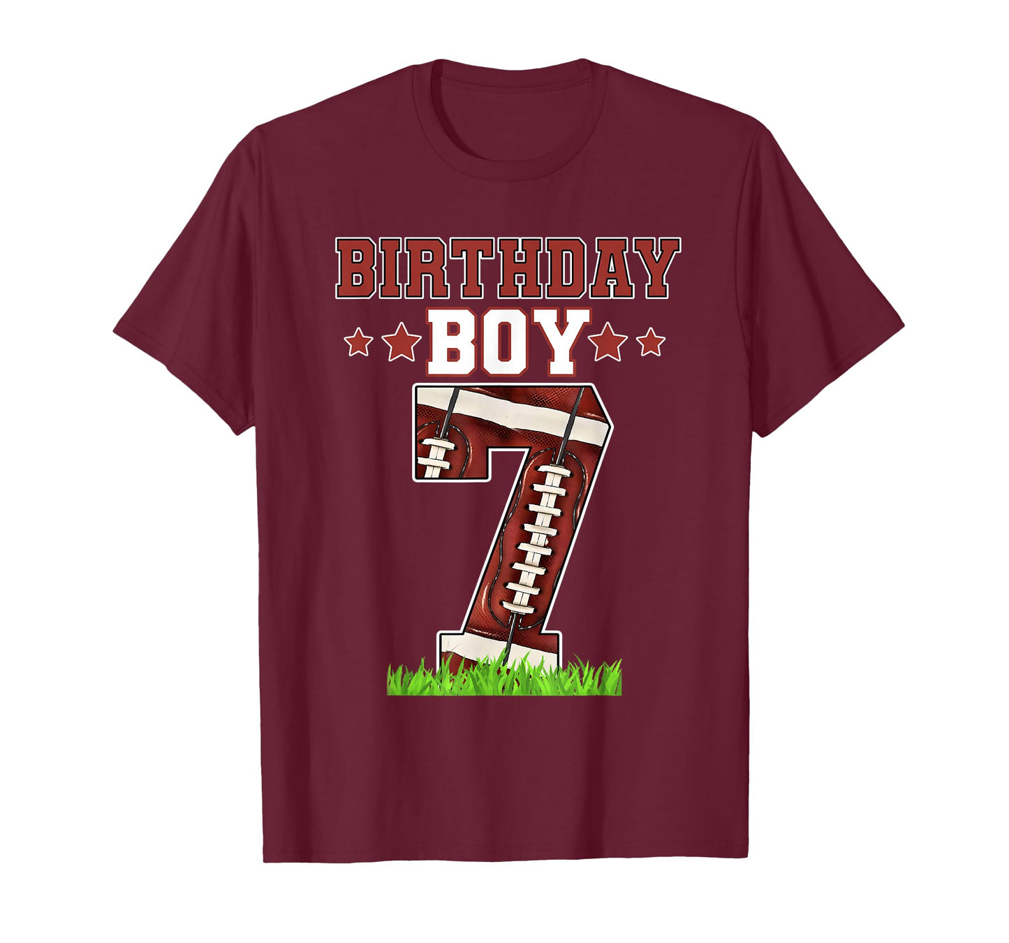 Birthday Boy 7 Football Lover Ball 7 Years Old Bday Party T-Shirt
