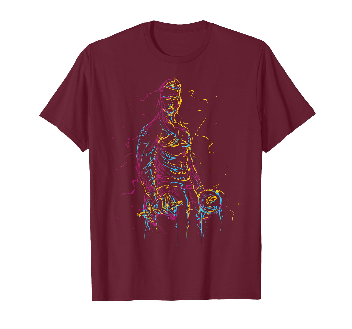 colorful Strongman Bodybuilding Gym Weightlifting workout T-Shirt