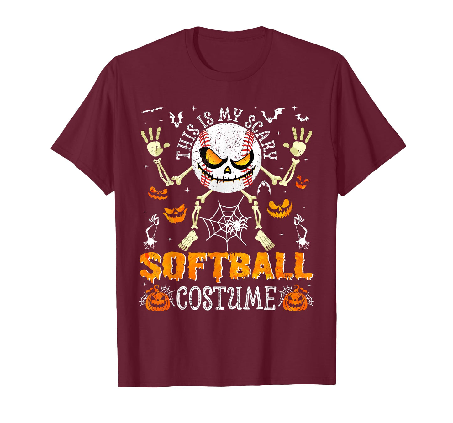 This is My Scary Softball Costume Halloween Skeleton Lover T-Shirt