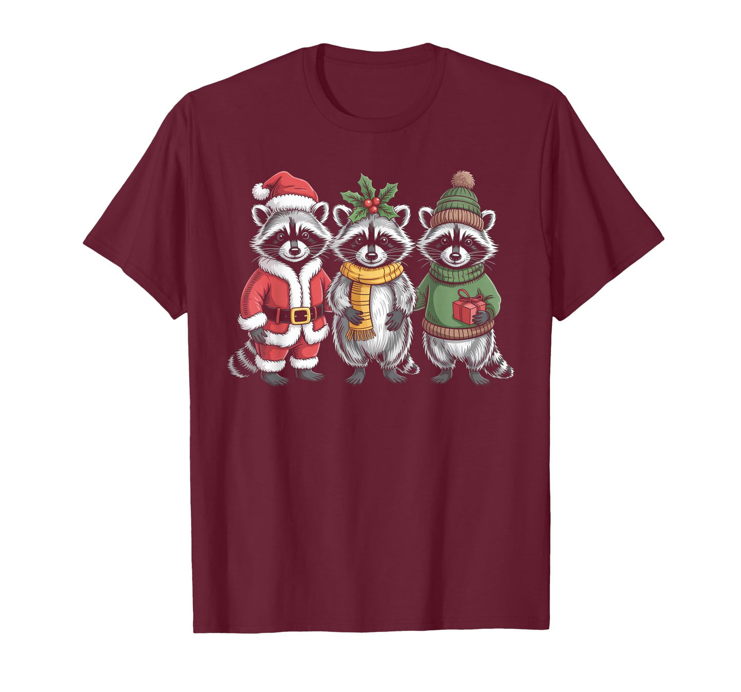 Cute Raccoon Christmas Funny Holiday Santa Claus Animal Gift T-Shirt