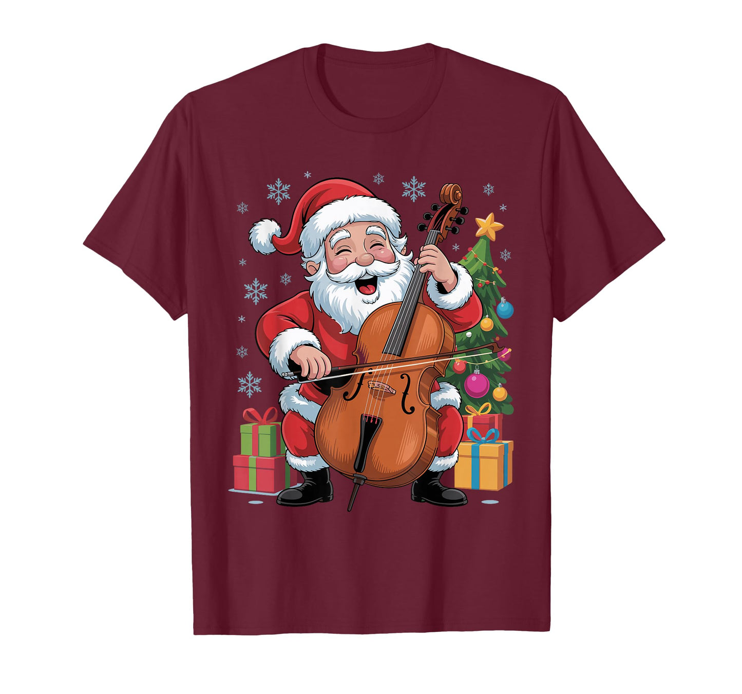 Funny Santa Playing Cello Holiday Chrismas Xmas Pajama T-Shirt