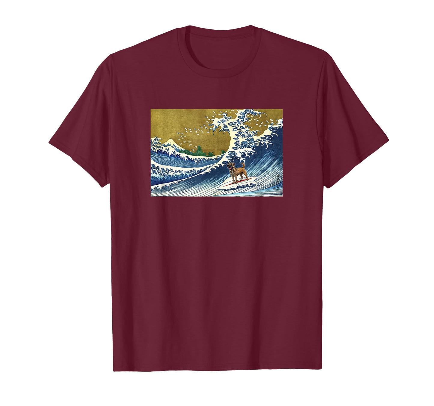 Funny Retro Vintage Surfing a Wave Border Terrier Lover T-Shirt