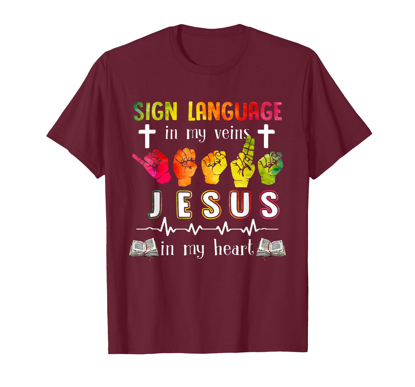 Sign Language ASL Jesus Heart Gift Apparel T-Shirt