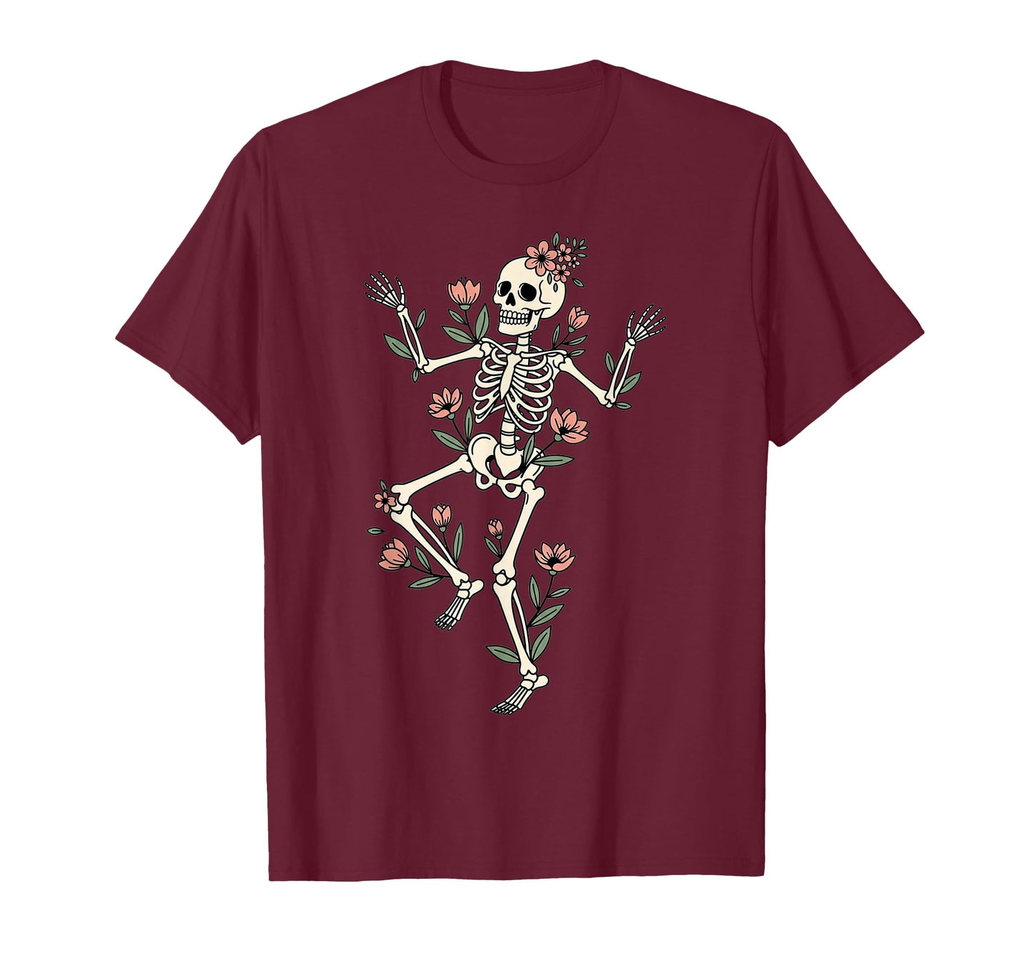 Dancing Skeleton with Flowers Macabre Halloween Eternal T-Shirt