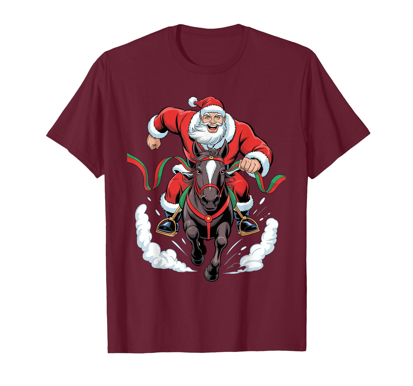 Santa Riding Horse Funny Equestrian Christmas Holiday T-Shirt