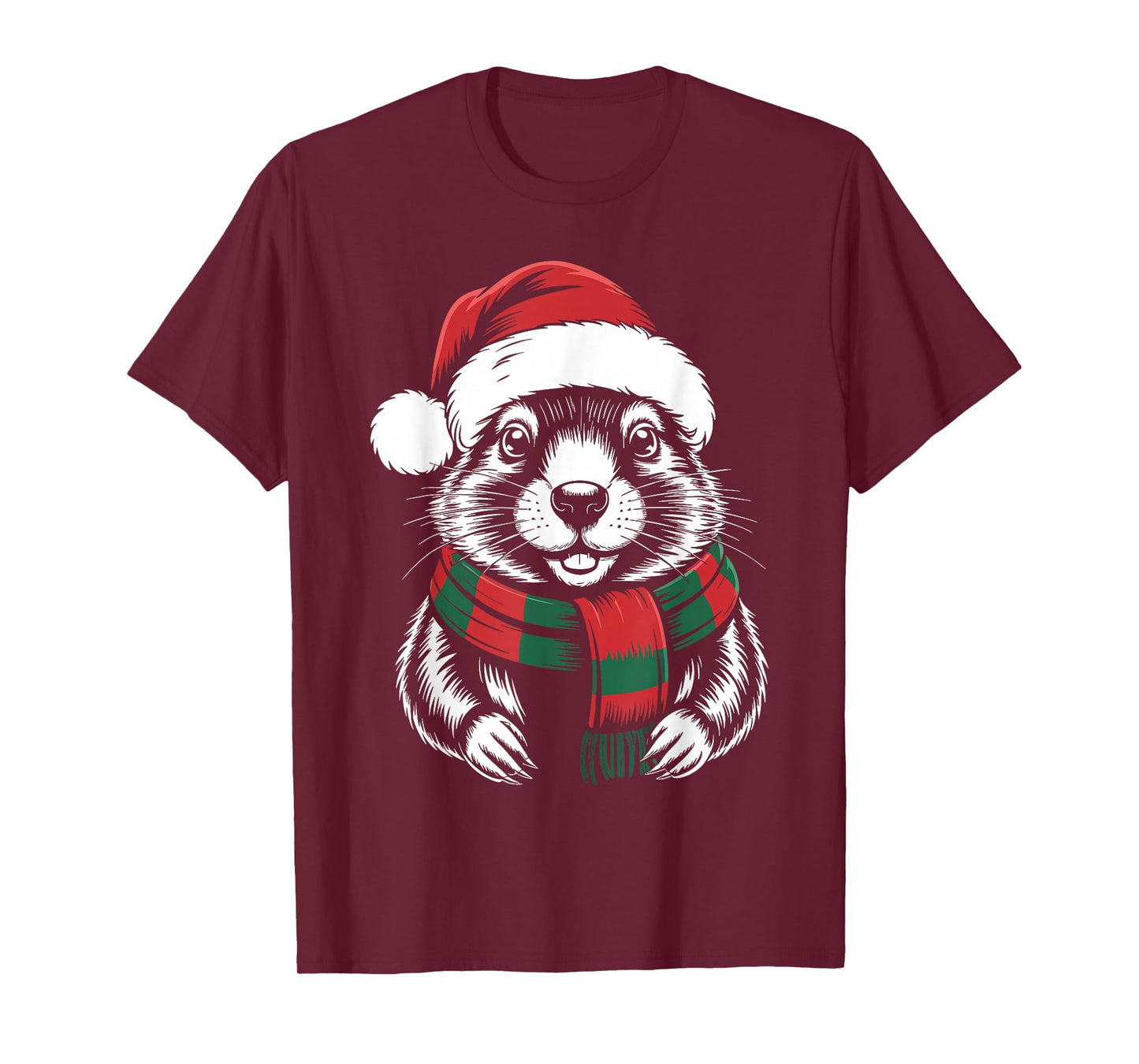 Gopher Xmas Santa Hat Scarf Christmas Costume T-Shirt