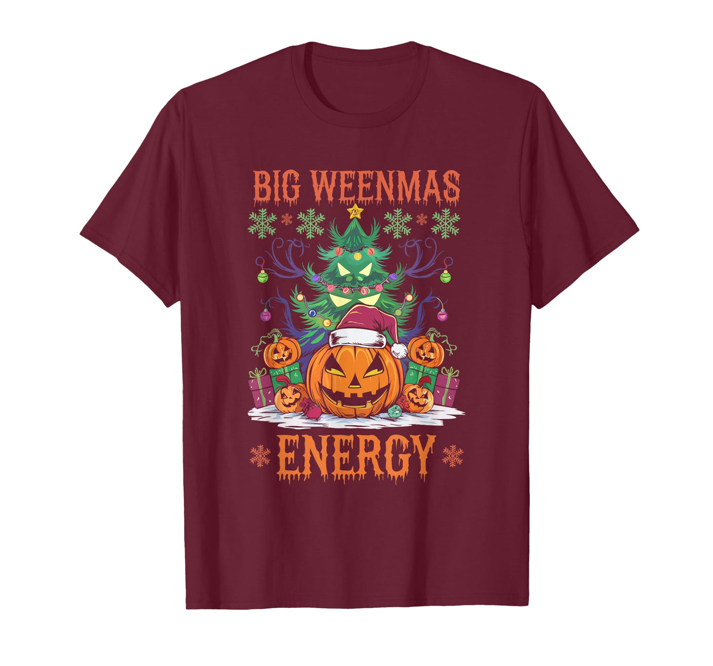 Big Weenmas Energy Jack-O-Lantern Pumpkin & Christmas Tree T-Shirt
