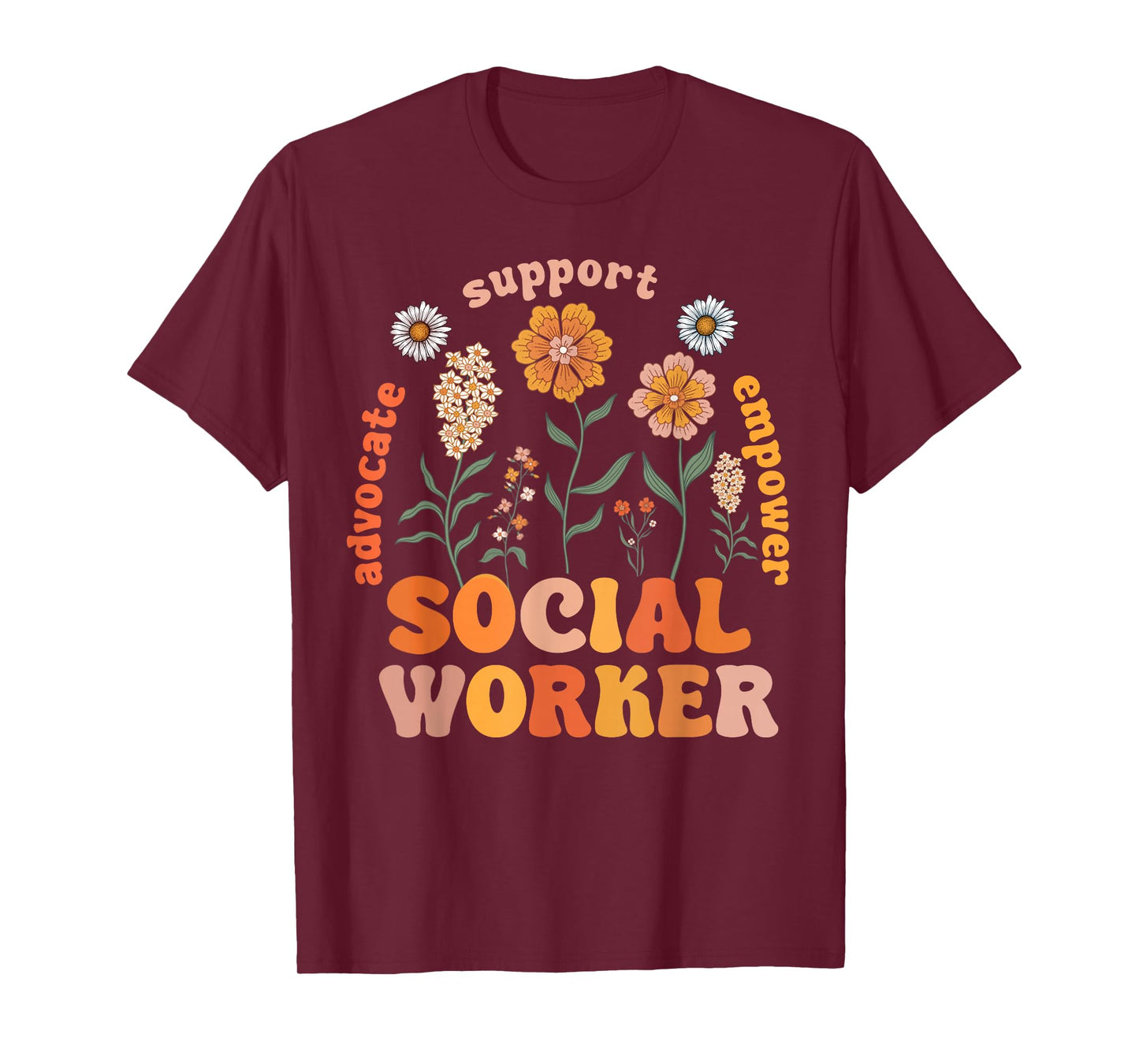 Retro Social Worker Vintage Flower Social Work Life T-Shirt