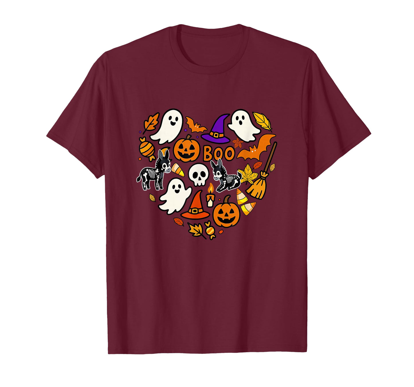 Group Donkeys Boo Ghosts Candy Corns Halloween Heart Shape T-Shirt