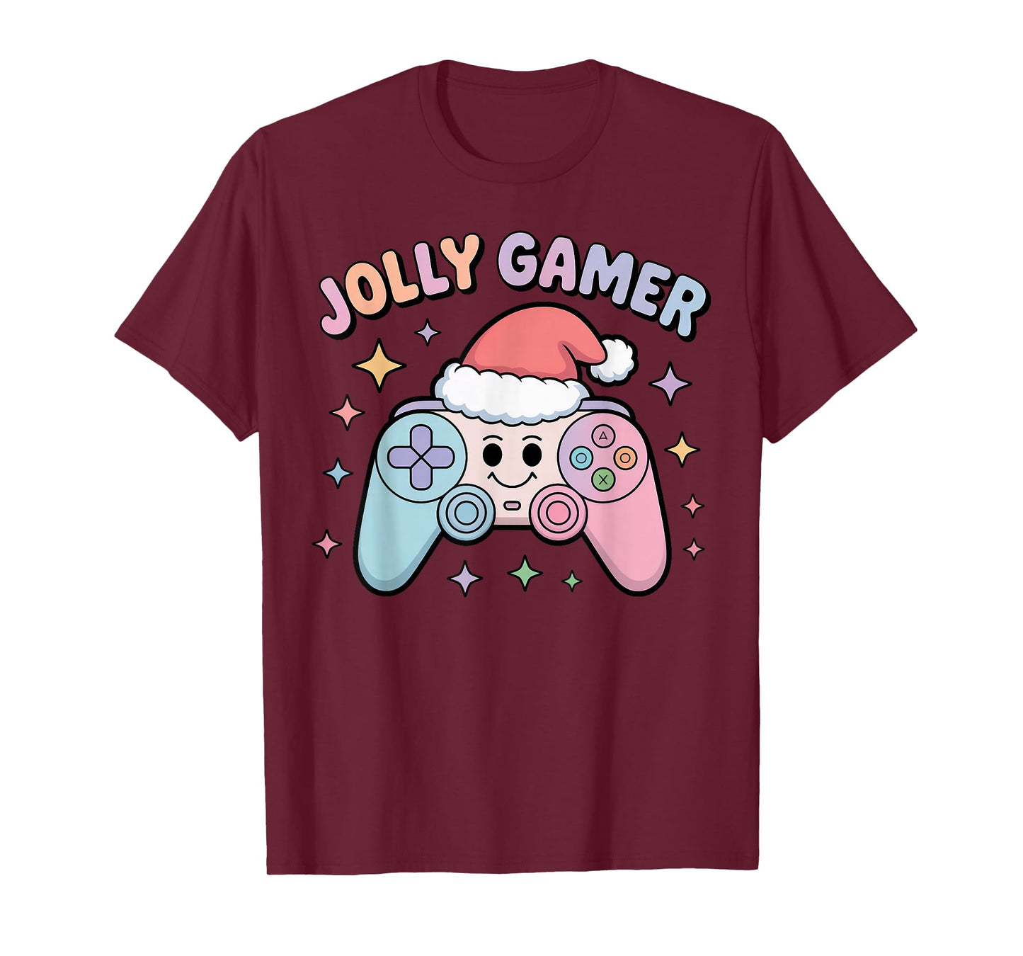 Jolly Gamer Controller with Santa Hat Christmas Video Game T-Shirt