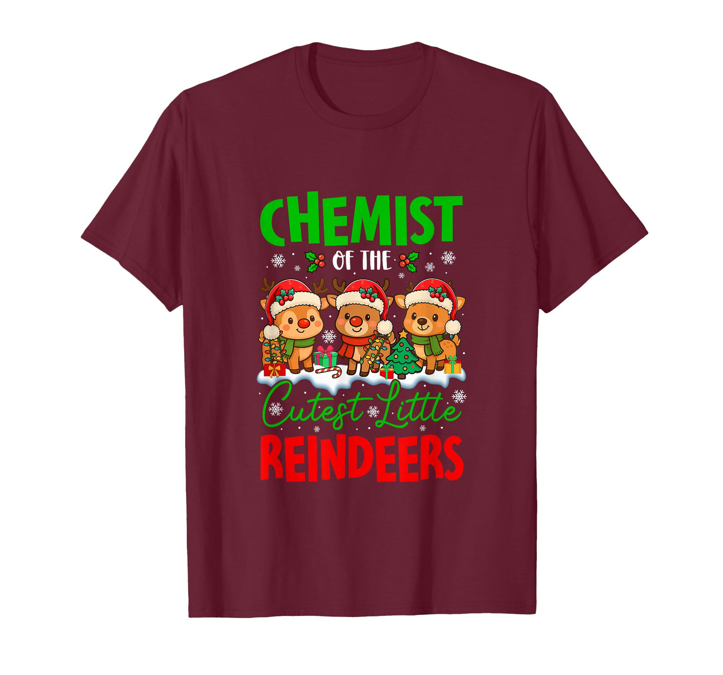 Chemist of Cutest Reindeers Xmas Three Santa Reindeers T-Shirt
