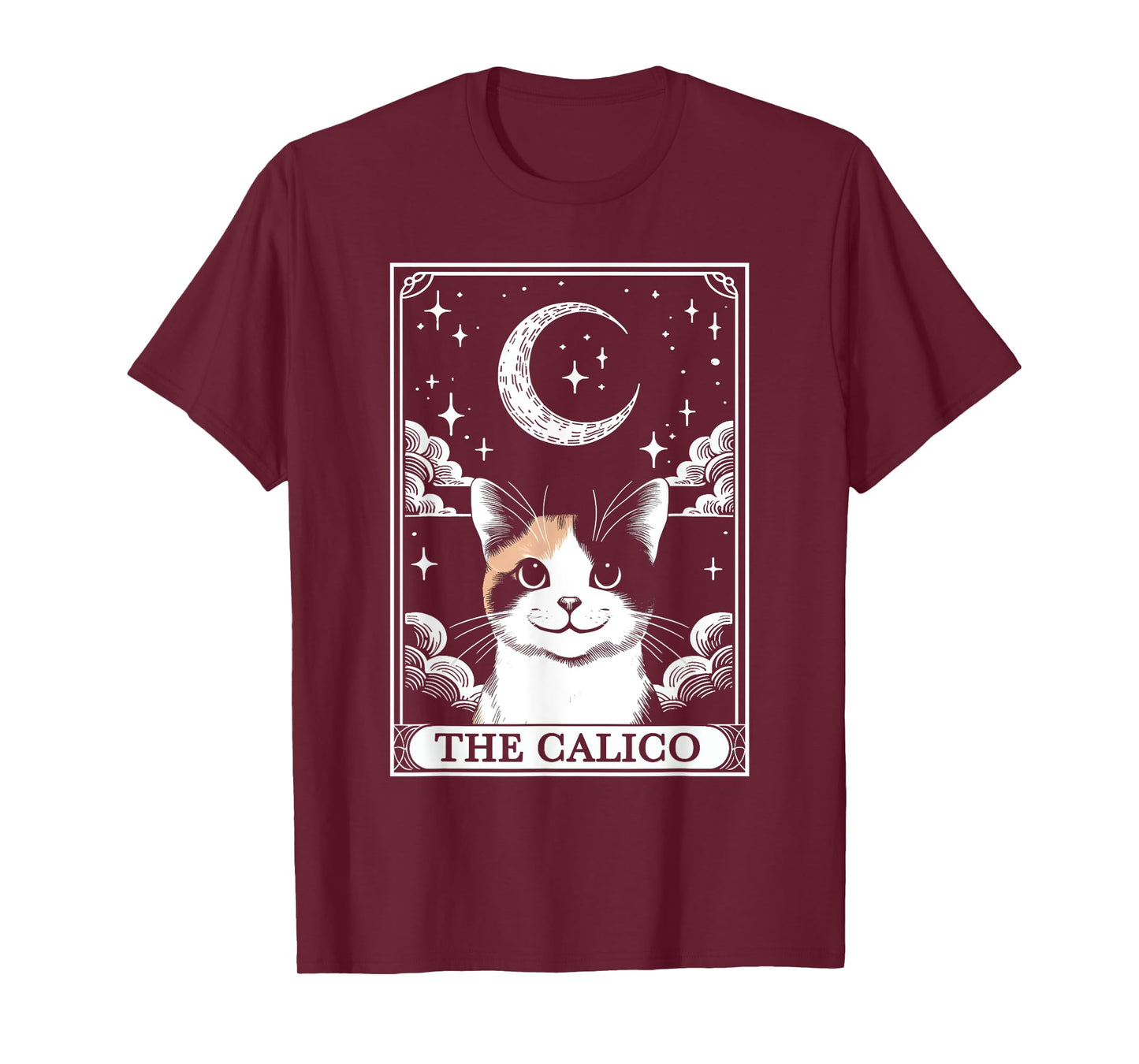 Tarot Card Vintage Crescent Moon Calico Cat Mom Cat Lovers T-Shirt for Men Women Kids