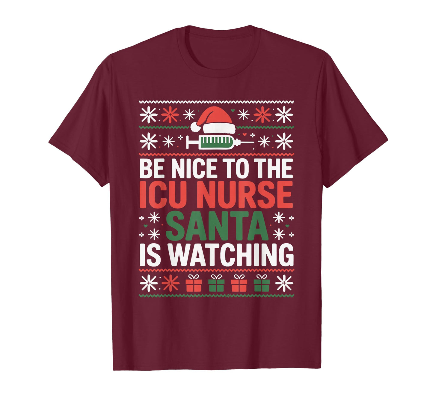Funny ICU Nurse Ugly Christmas Sweater Critical Care Xmas T-Shirt