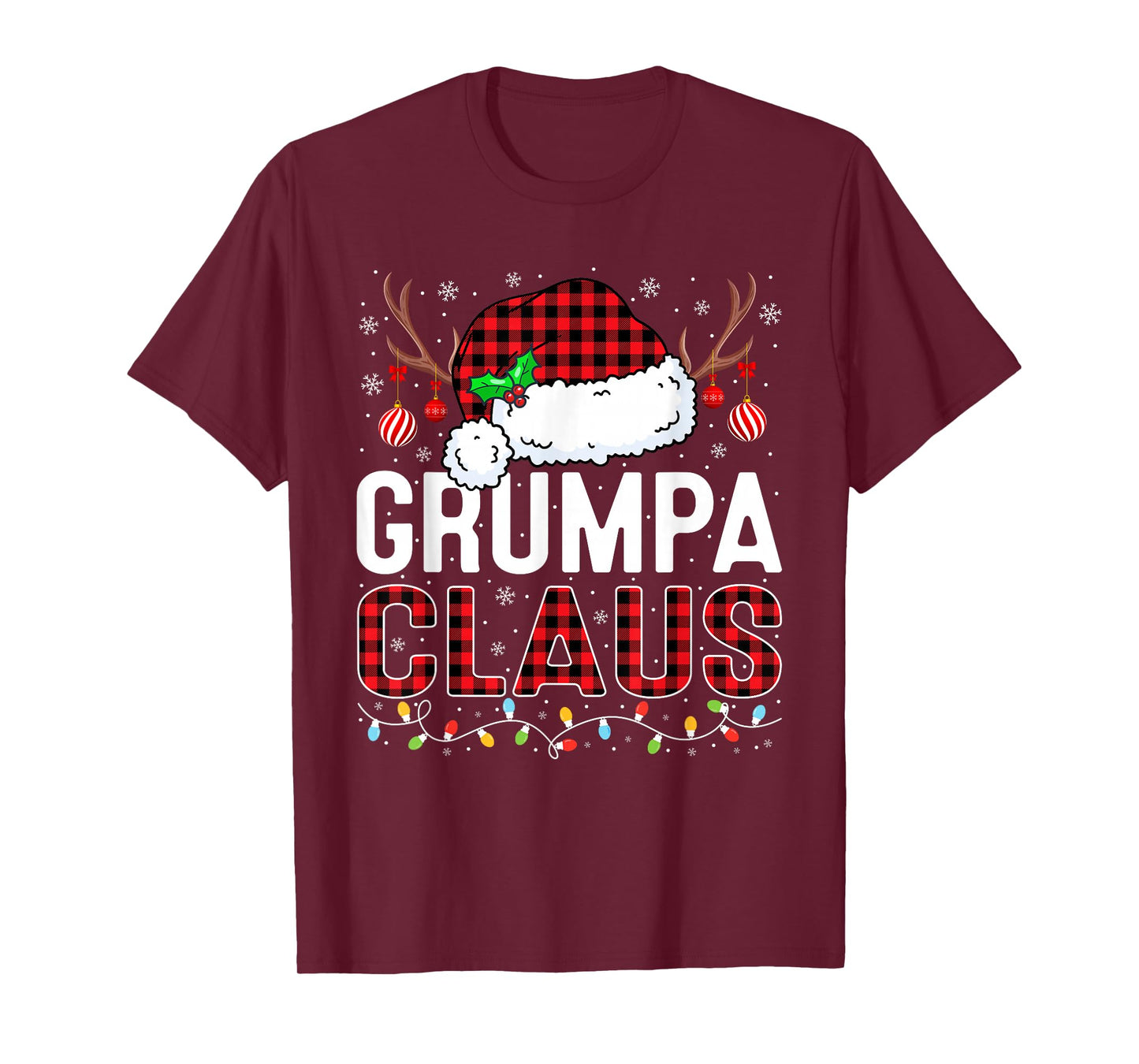 Christmas Lights Grumpa Claus Family Matching Xmas Pajama T-Shirt