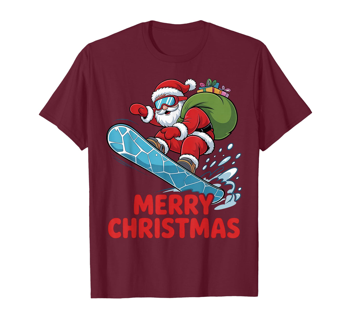 Merry Christmas Santa Riding a Snowboard Funny Snowboarding T-Shirt
