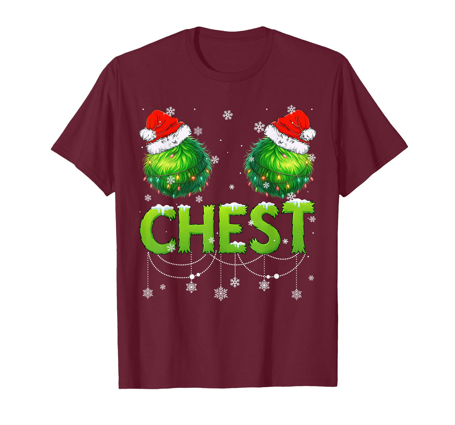 Funny Chest Santa Hat Christmas Xmas Men Women T-Shirt